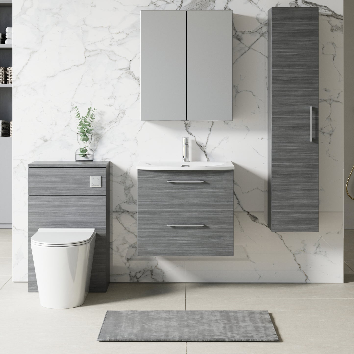 NUIE 600mm Wall Hung 1-Drawer Vanity & Laminate Worktop
