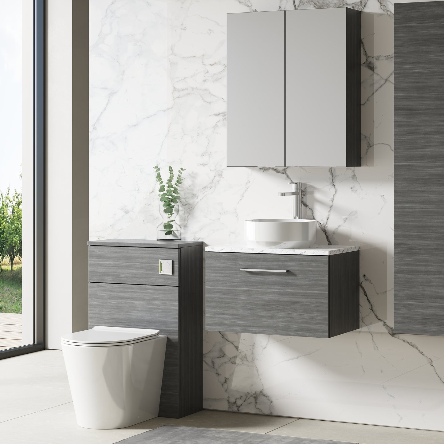 NUIE 600mm Wall Hung 1-Drawer Vanity & Laminate Worktop