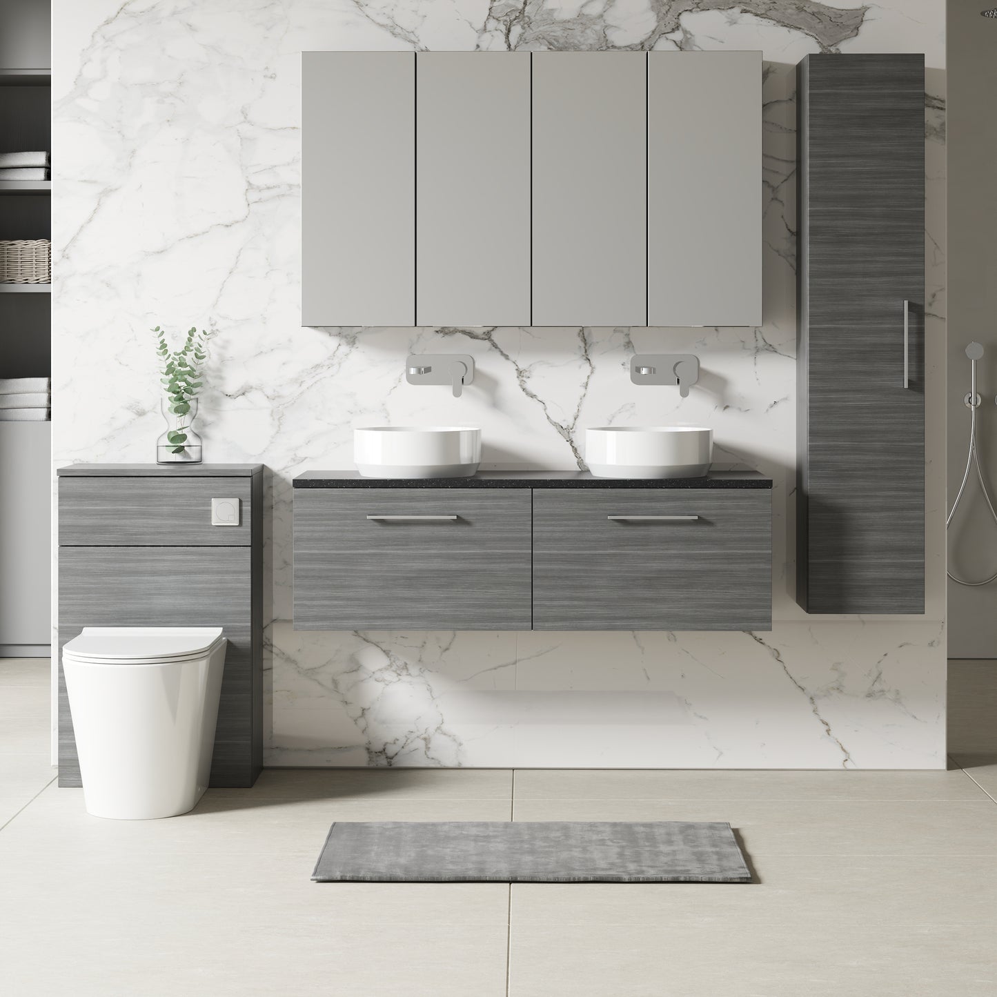 NUIE 1200mm Wall Hung 2-Drawer Vanity & Laminate Worktop