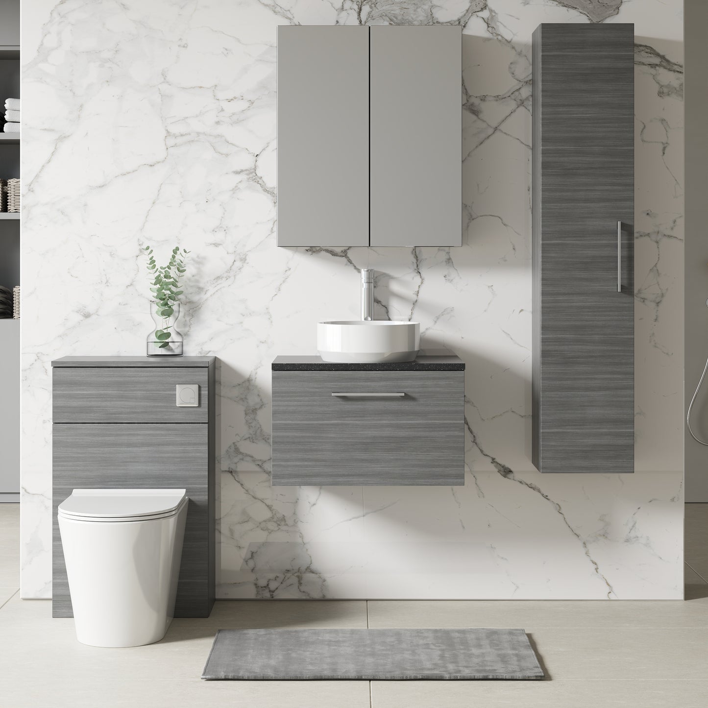 NUIE 600mm Wall Hung 1 Drawer Vanity & Laminate Top