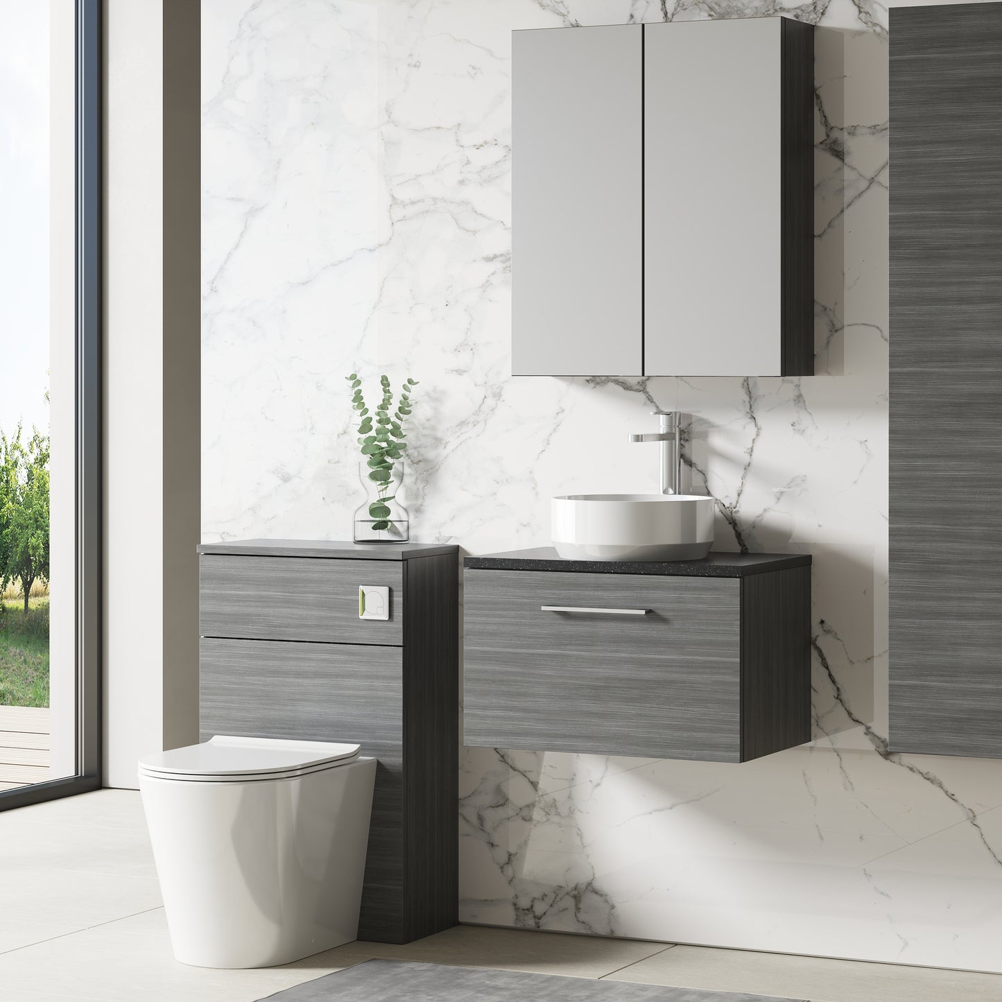 NUIE 600mm Wall Hung 1 Drawer Vanity & Laminate Top