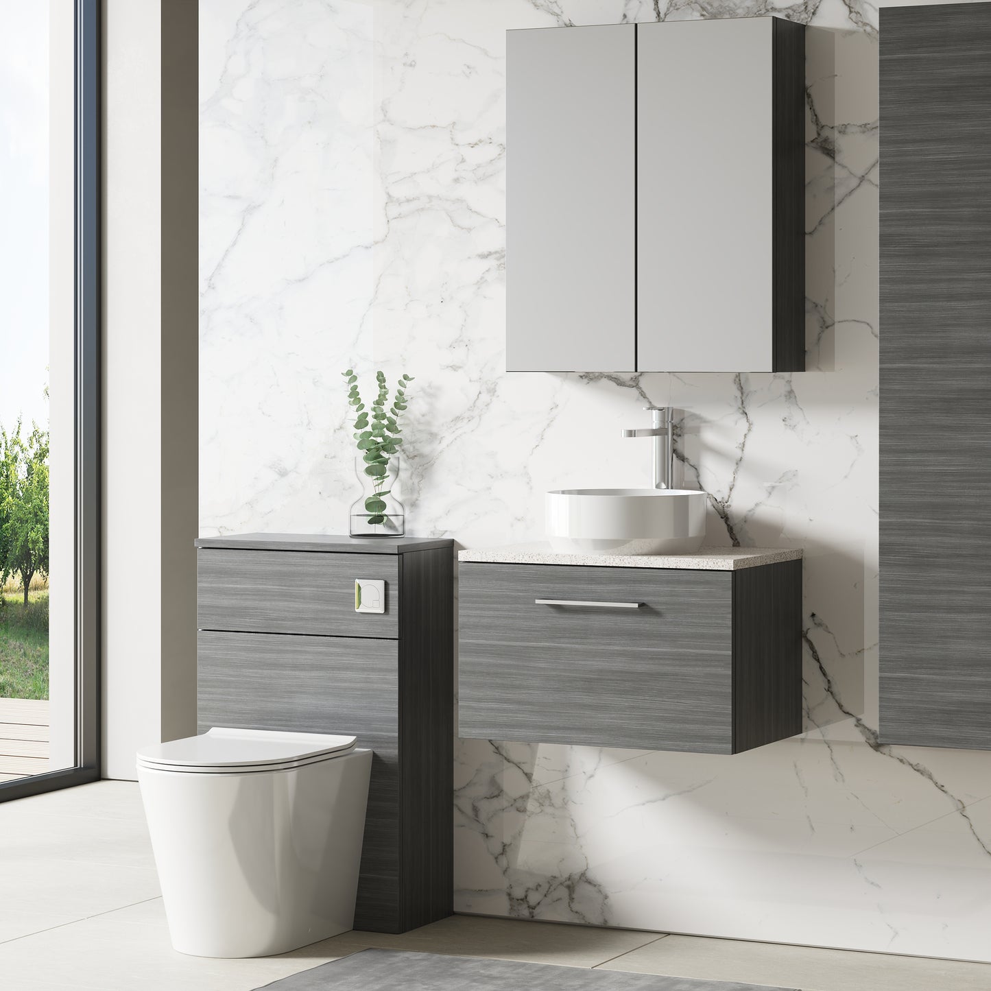 NUIE 600mm Wall Hung 1 Drawer Vanity & Laminate Top