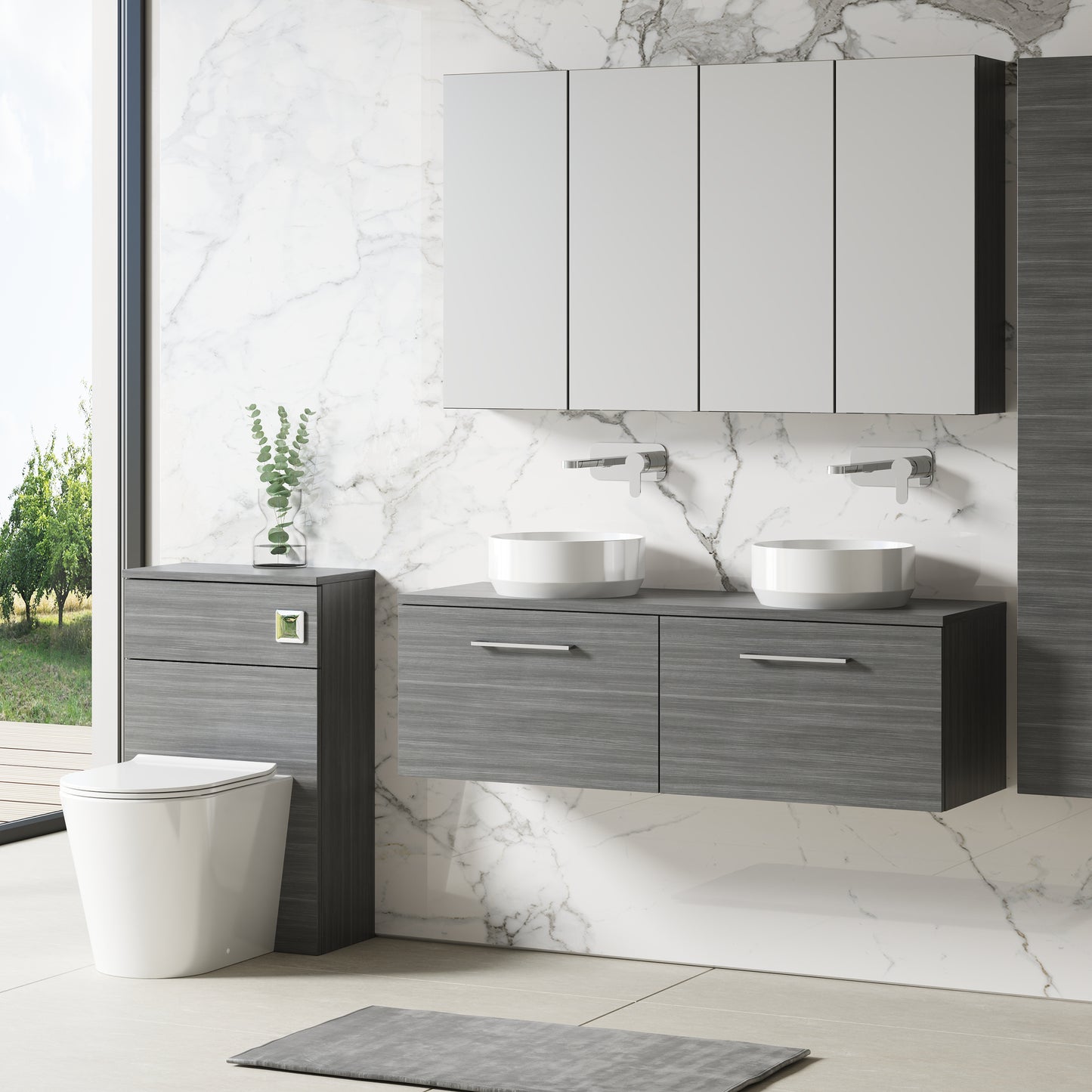 NUIE 1200mm Wall Hung 2 Drawer Vanity & Worktop