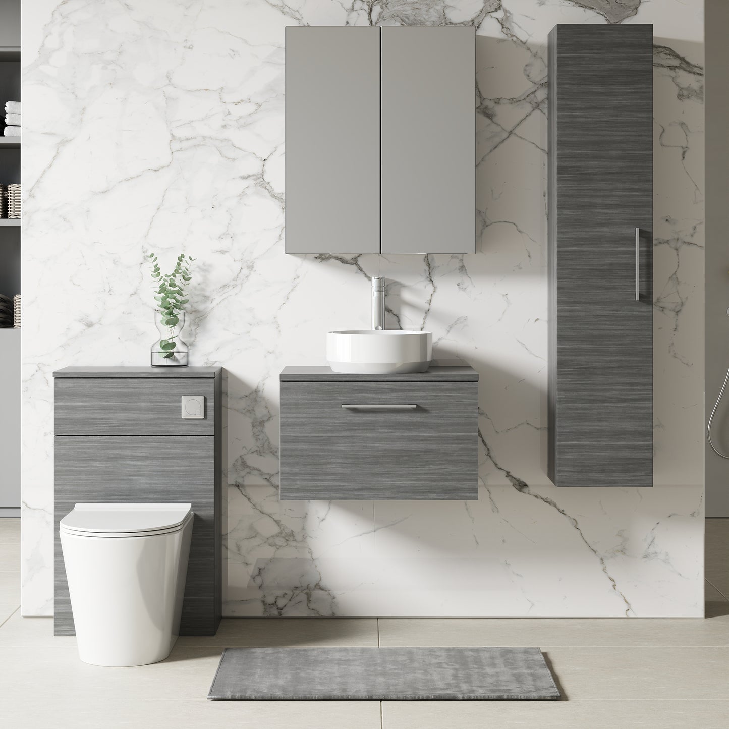 NUIE 600mm Wall Hung 1 Drawer Vanity & Worktop