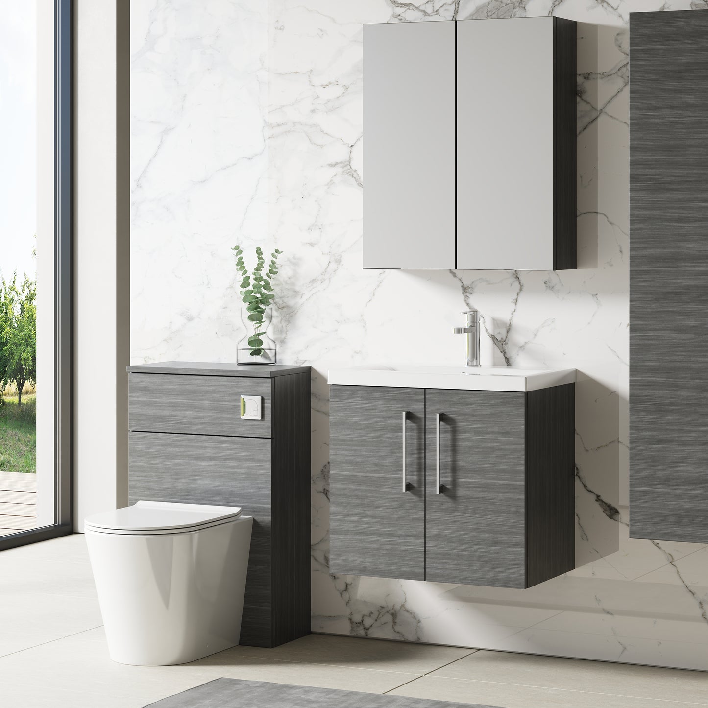 NUIE 600mm Wall Hung 2 Door Vanity & Basin 1