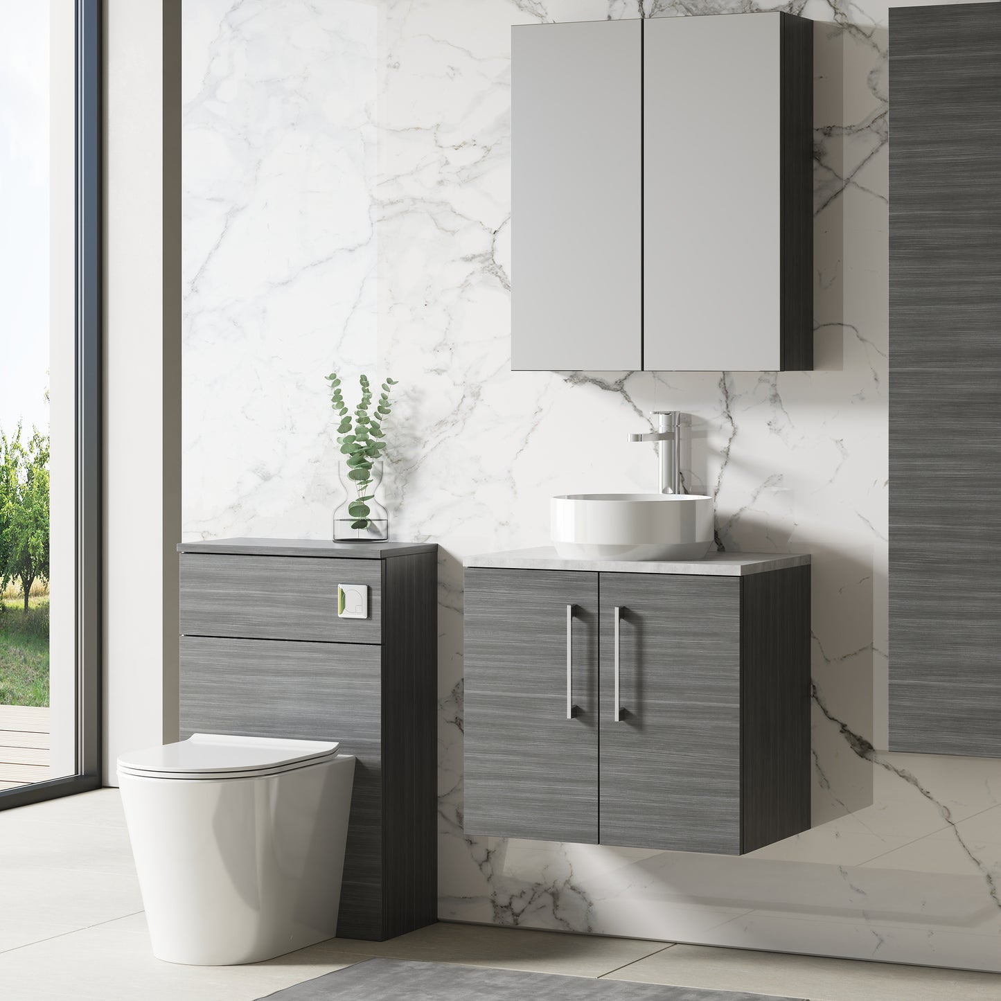 NUIE 600mm Wall Hung 2 Door Vanity & Laminate Top