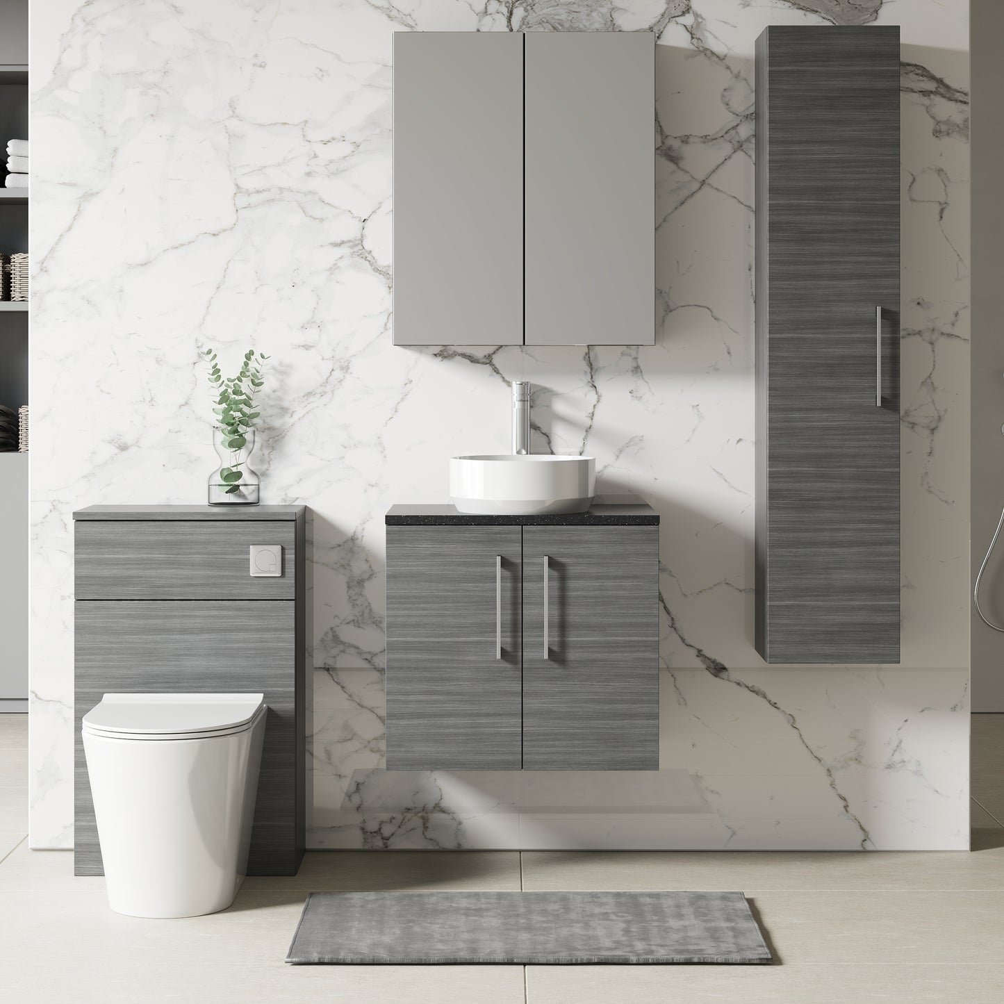 NUIE 600mm Wall Hung 2 Door Vanity & Laminate Top