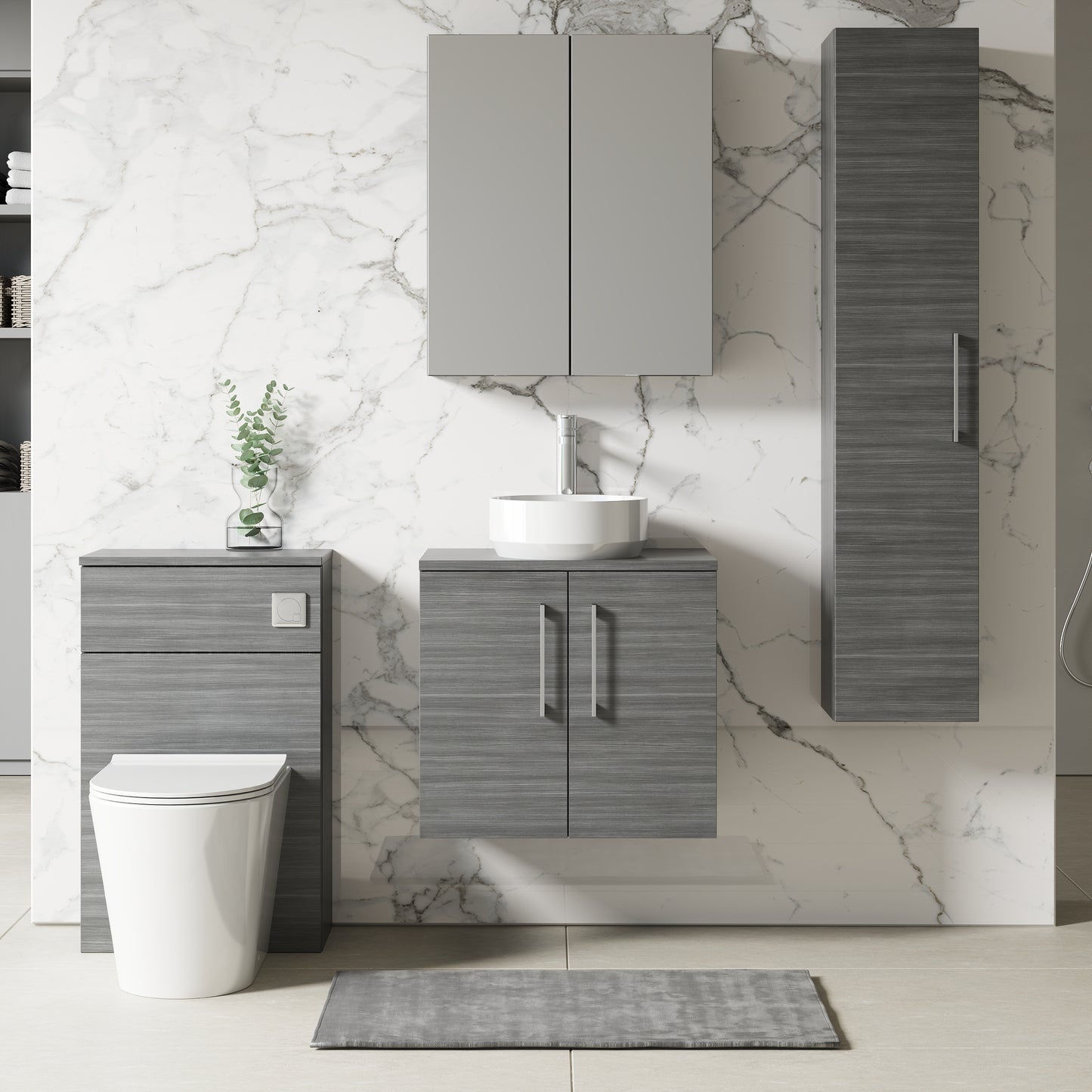 NUIE 600mm Wall Hung 2 Door Vanity & Worktop