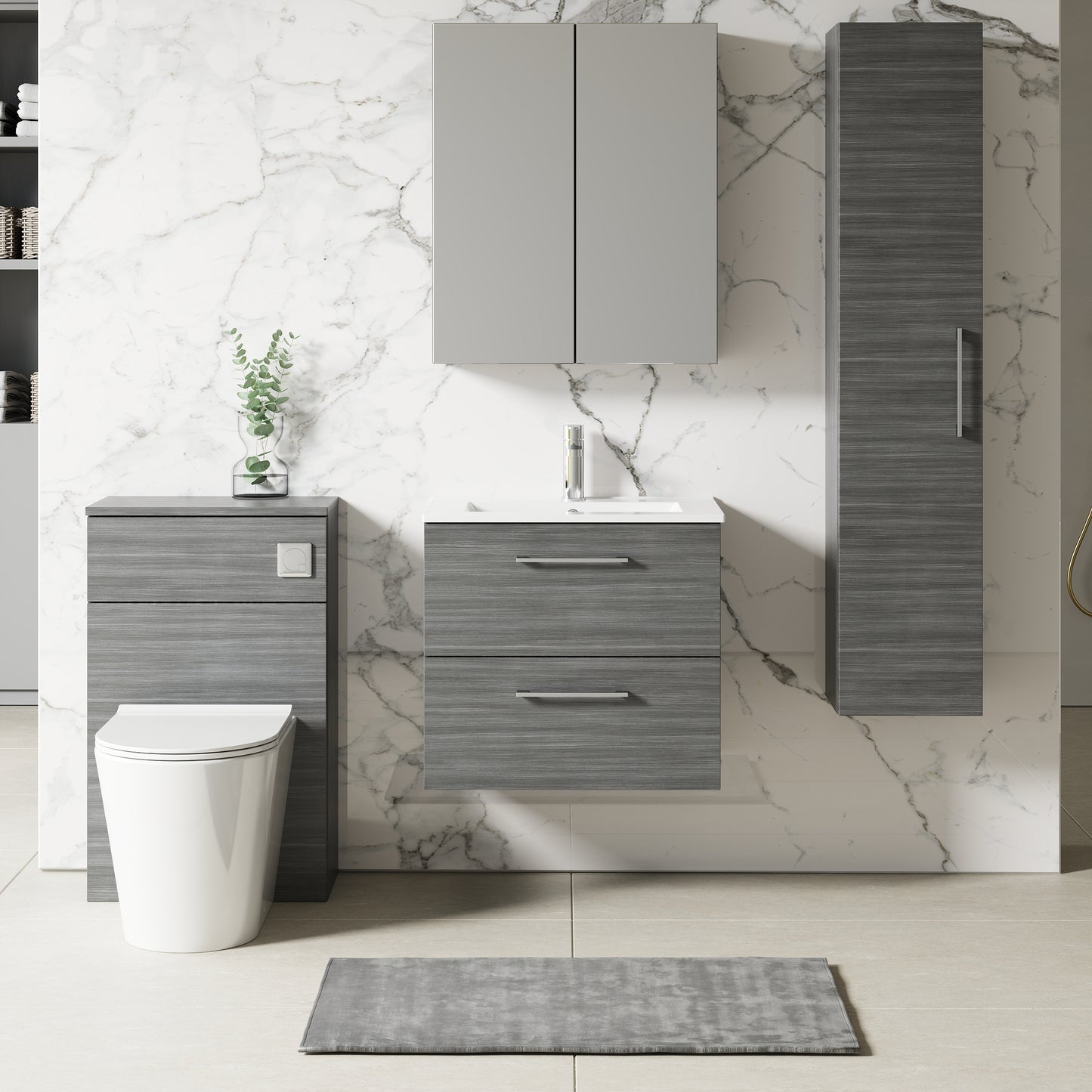 NUIE 600mm Wall Hung 2 Drawer Vanity & Basin 2