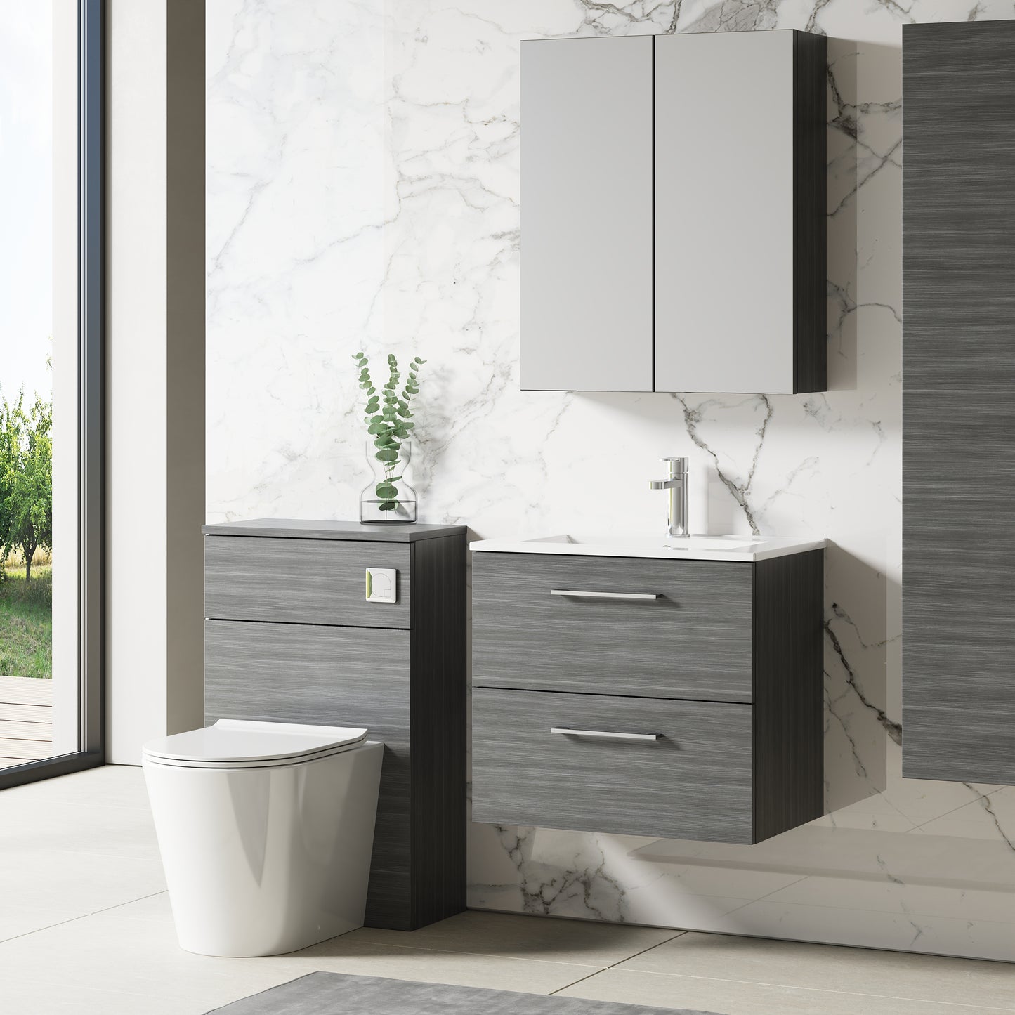 NUIE 600mm Wall Hung 2 Drawer Vanity & Basin 2