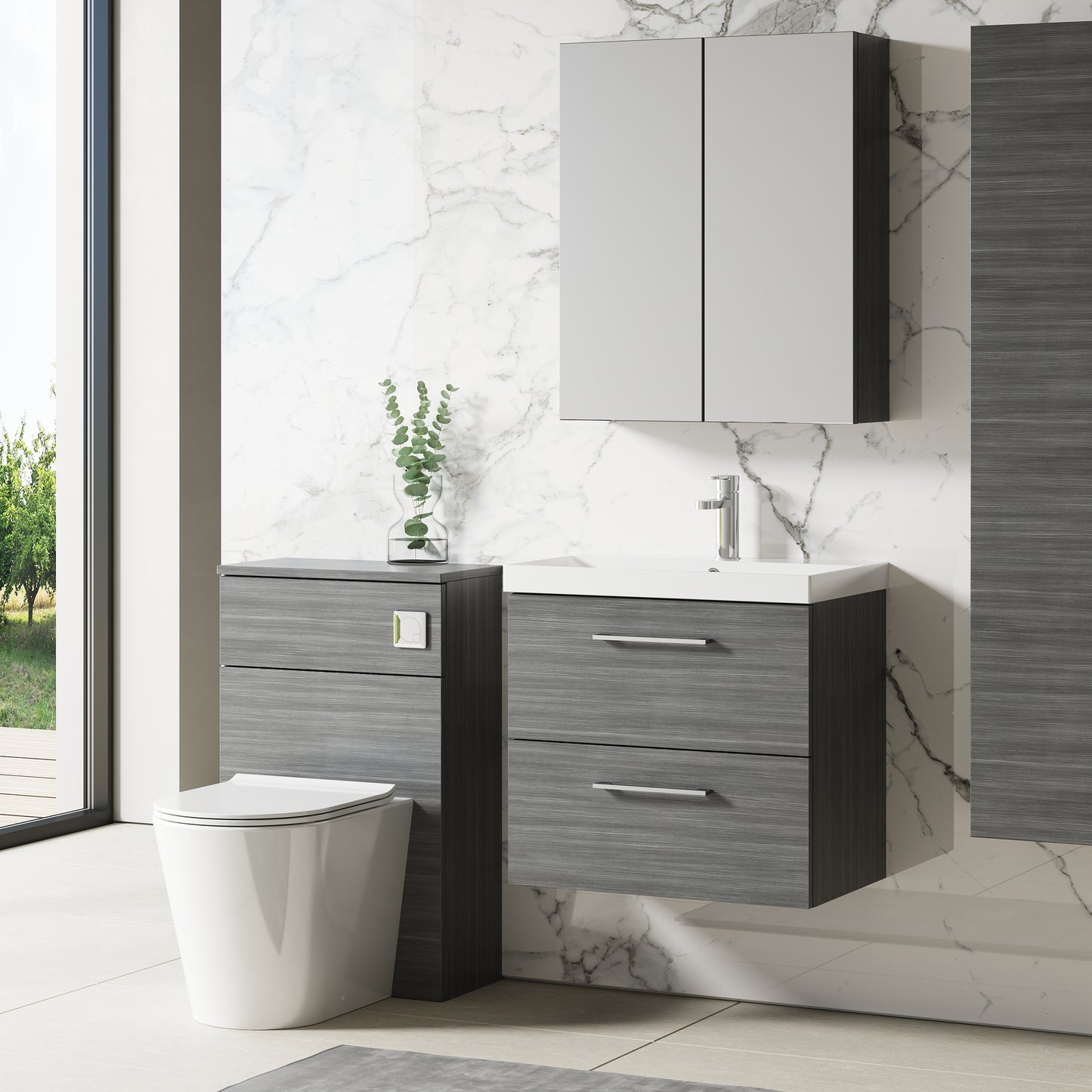 NUIE 600mm Wall Hung 2 Drawer Vanity & Basin 3