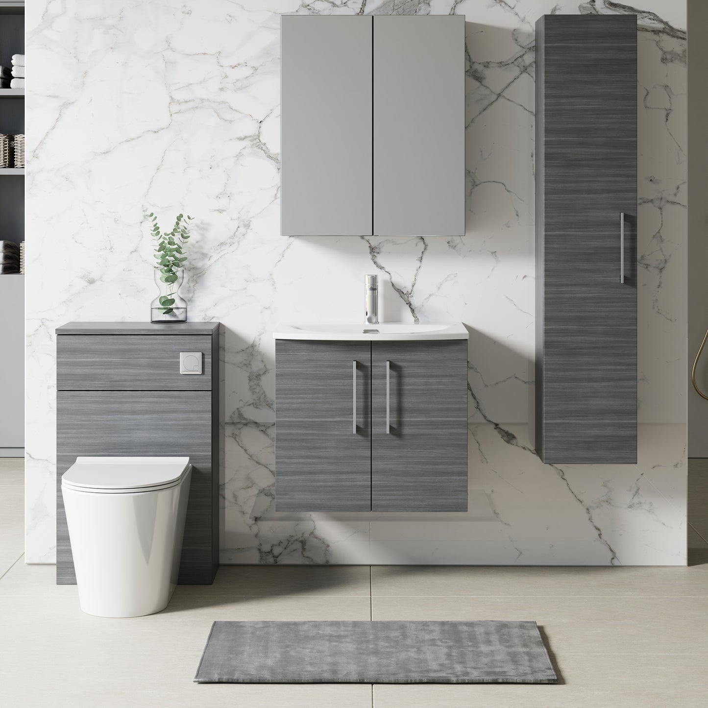 NUIE 600mm Wall Hung 2 Drawer Vanity & Basin 4