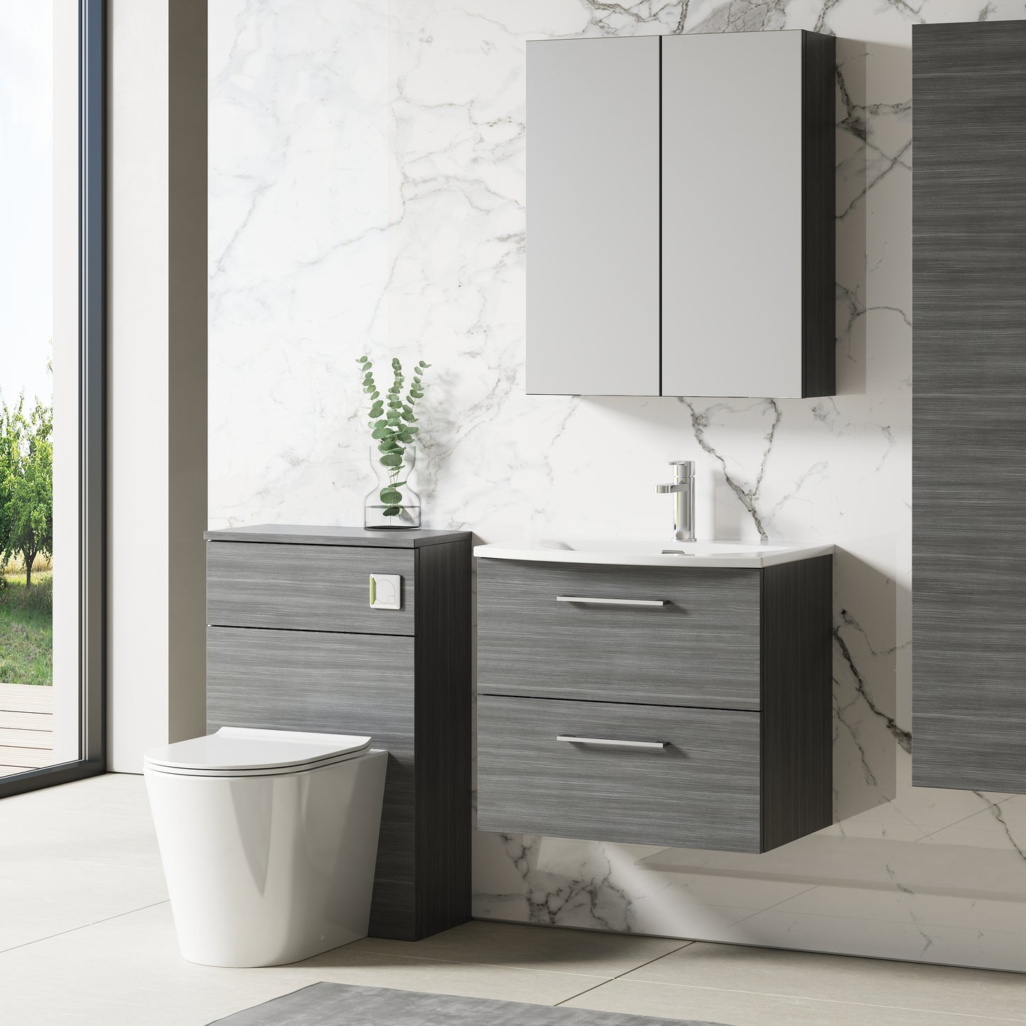 NUIE 600mm Wall Hung 2 Drawer Vanity & Basin 4