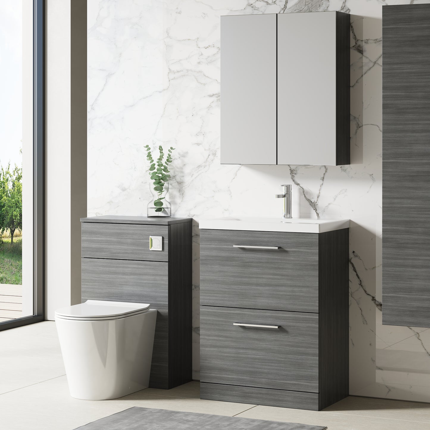 NUIE 600mm Floor Standing 2 Drawer Vanity & Basin 1