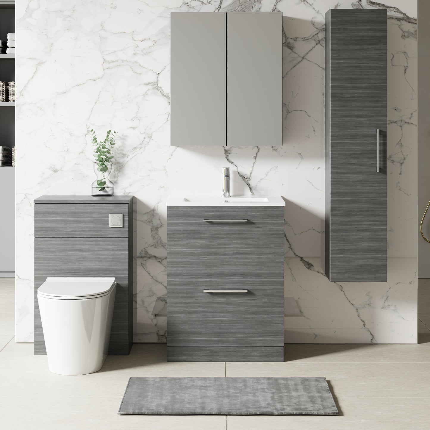 NUIE 600mm Floor Standing 2 Drawer Vanity & Basin 2
