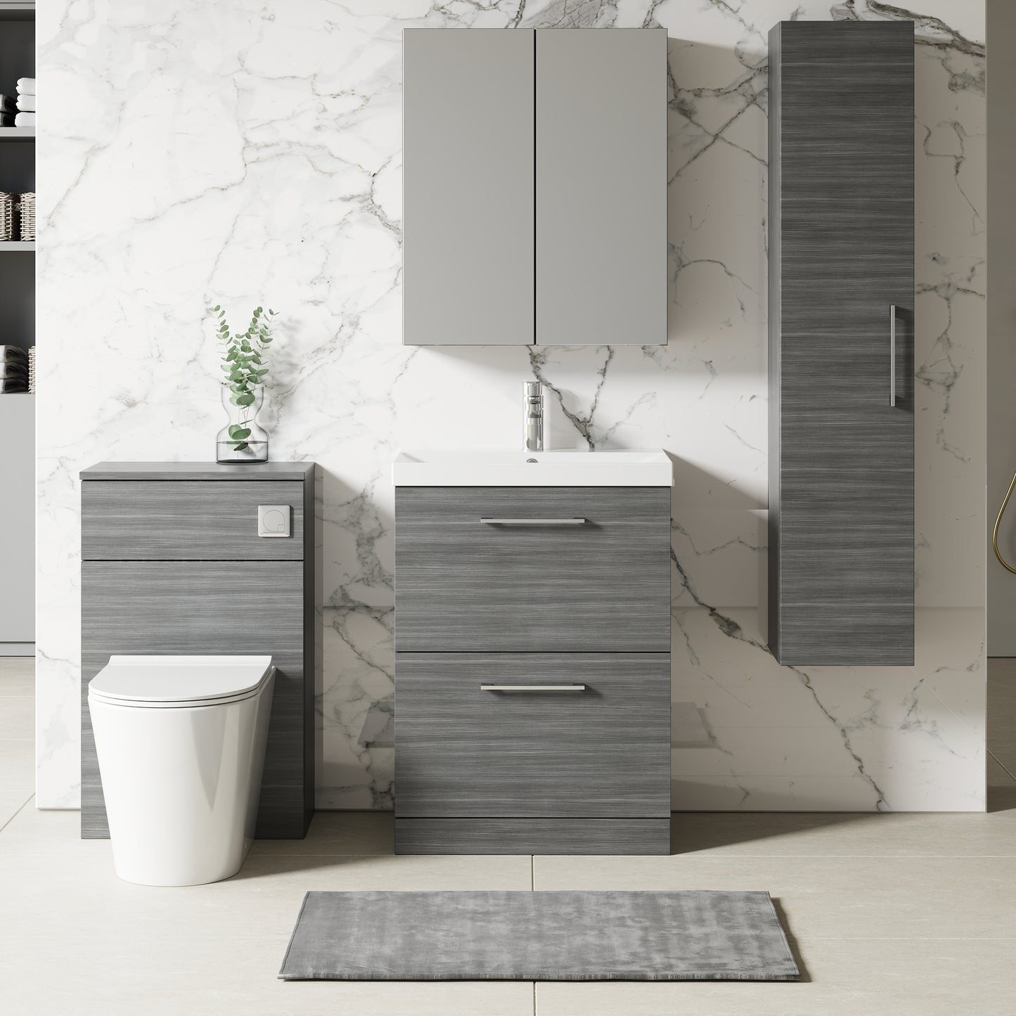 NUIE 600mm Floor Standing 2 Drawer Vanity & Basin 3
