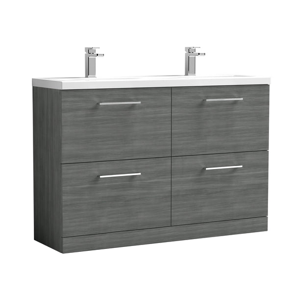 NUIE 1200mm Floor Standing 4 Drawer Vanity & Double Basin