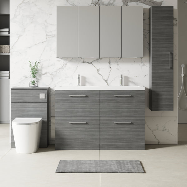 NUIE 1200mm Floor Standing 4 Drawer Vanity & Double Basin