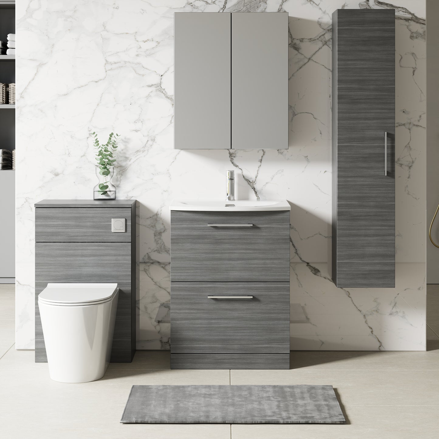 NUIE 600mm Floor Standing 2 Drawer Vanity & Basin 4