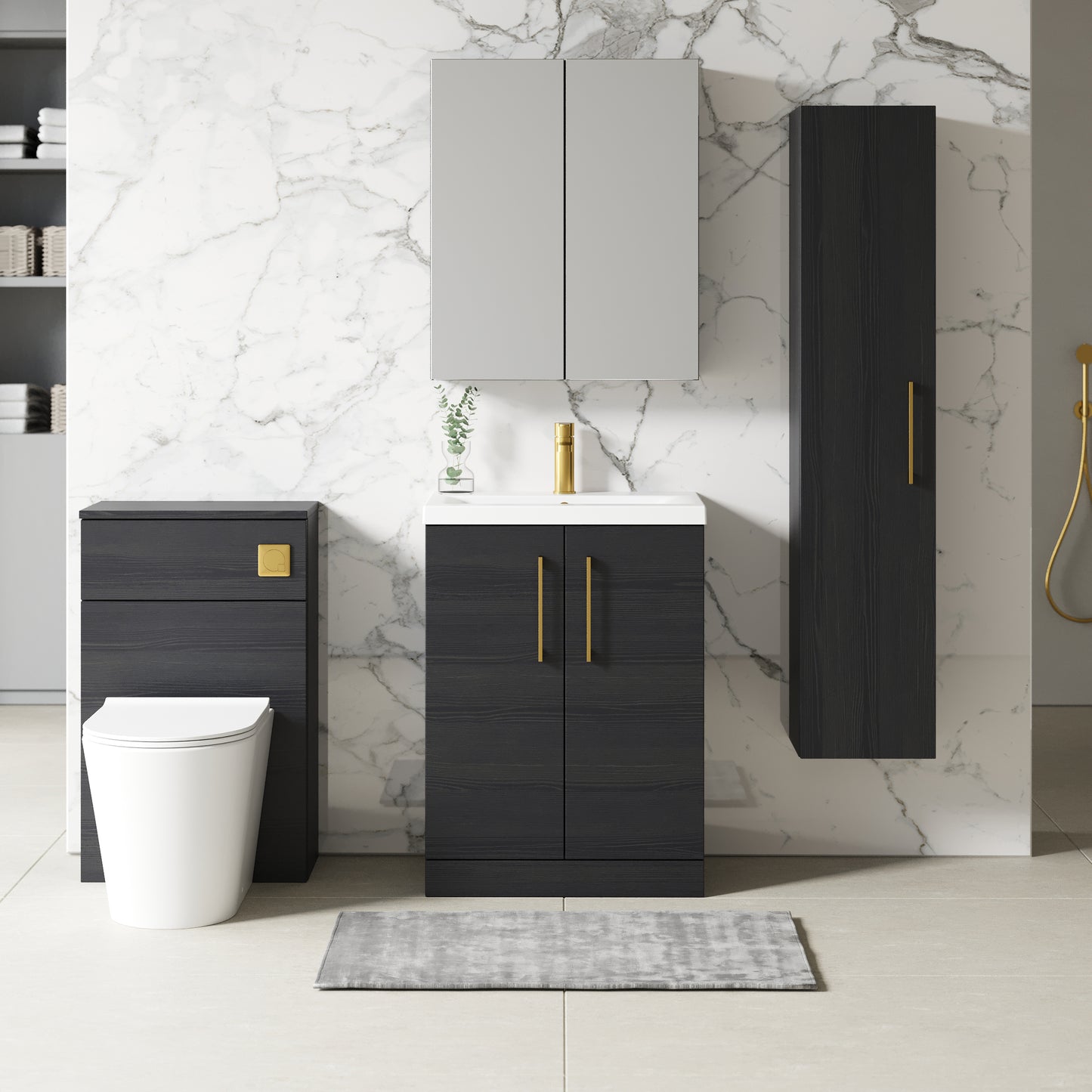 NUIE 600mm Floor Standing 2 Door Vanity & Basin 1