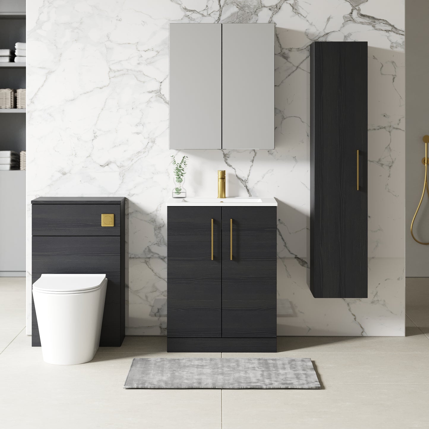 NUIE 600mm Floor Standing 2 Door Vanity & Basin 2