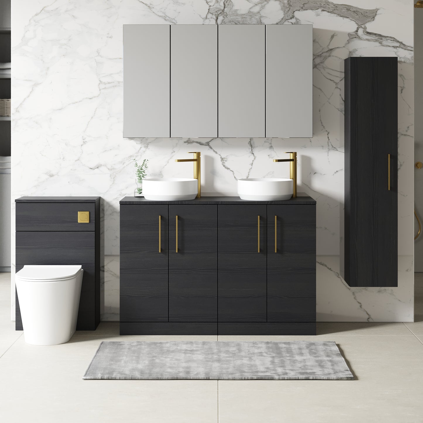 NUIE 1200mm Floor Standing 4 Door Vanity & Worktop