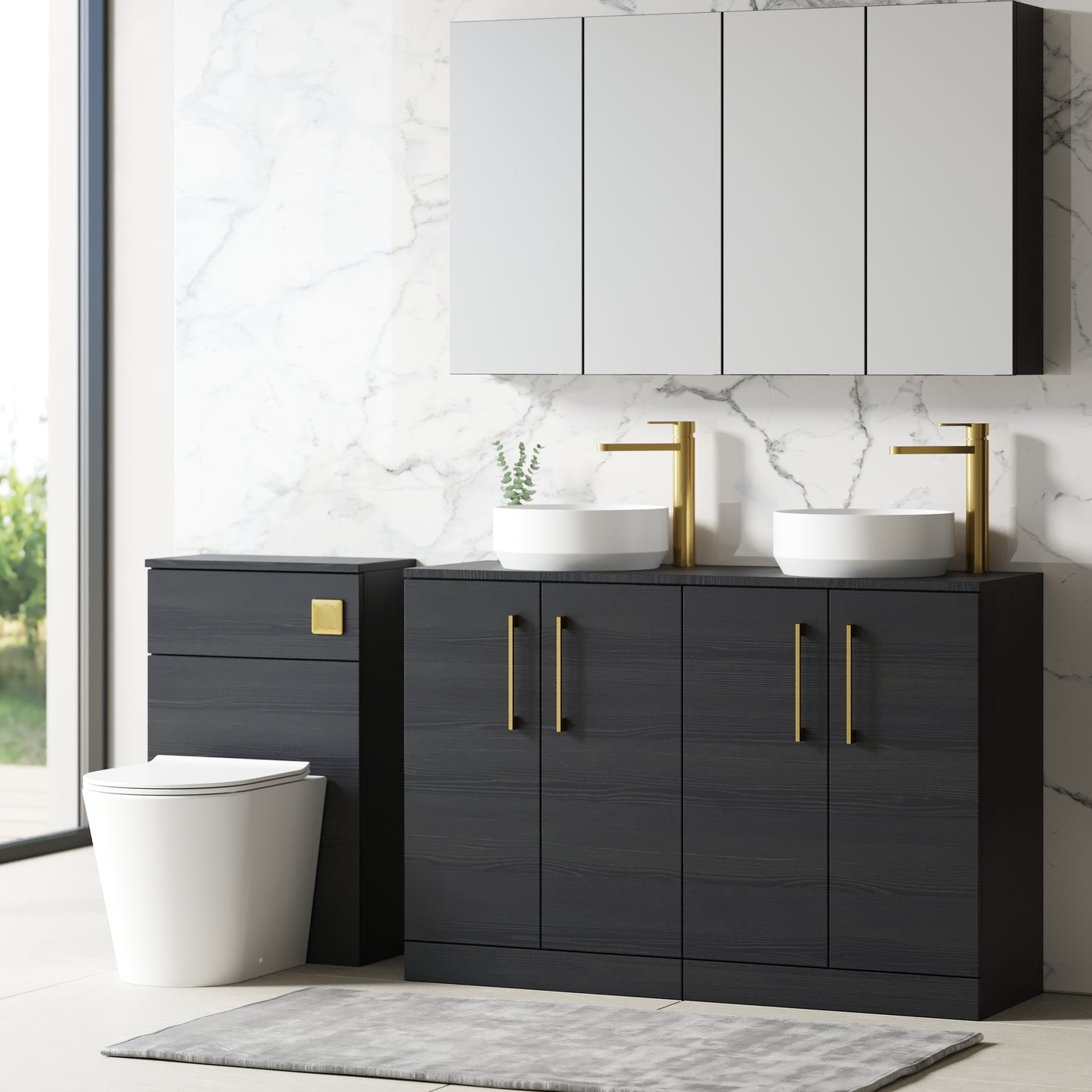 NUIE 1200mm Floor Standing 4 Door Vanity & Worktop