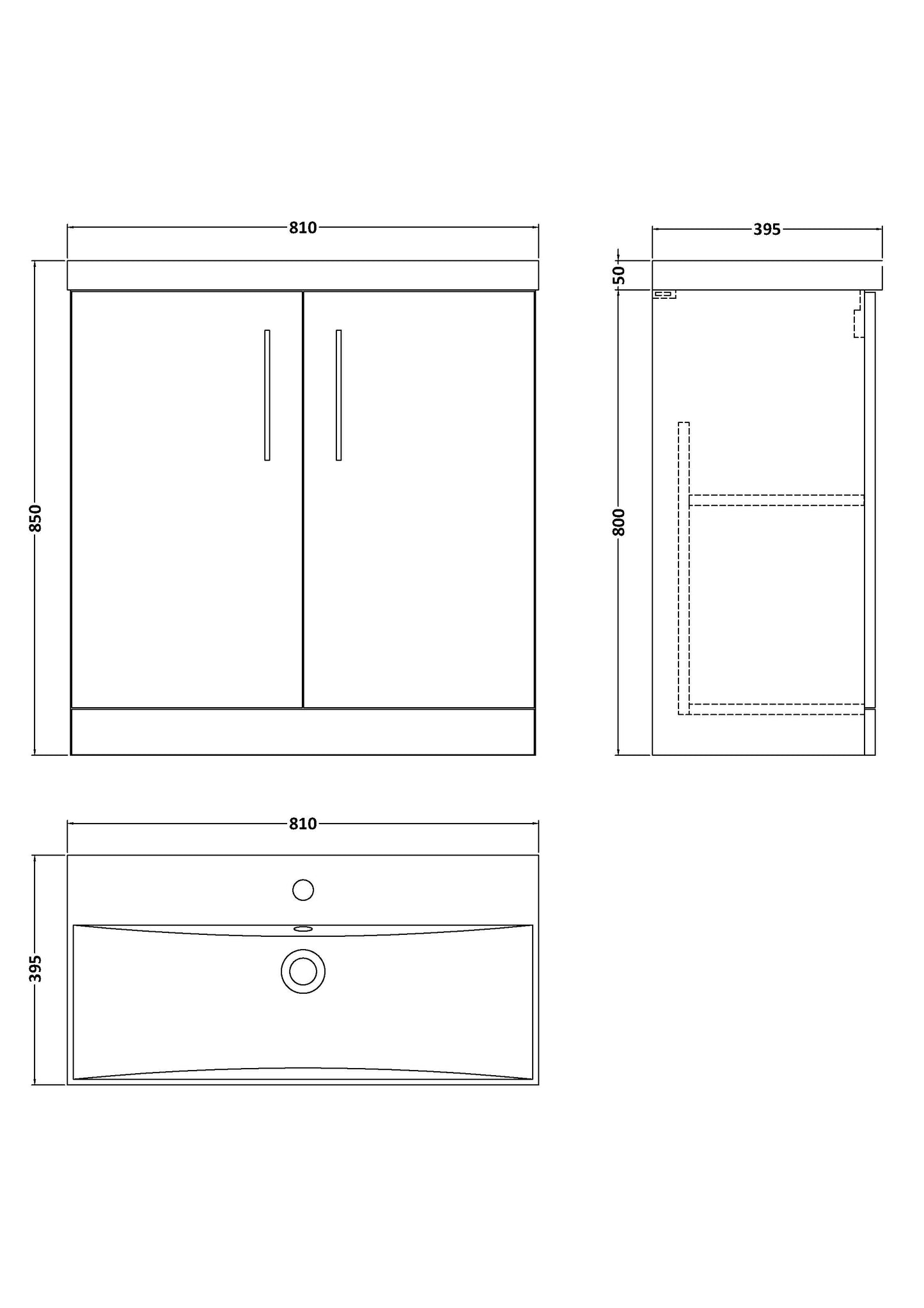 NUIE 800mm Floor Standing 2 Door Vanity & Basin 3