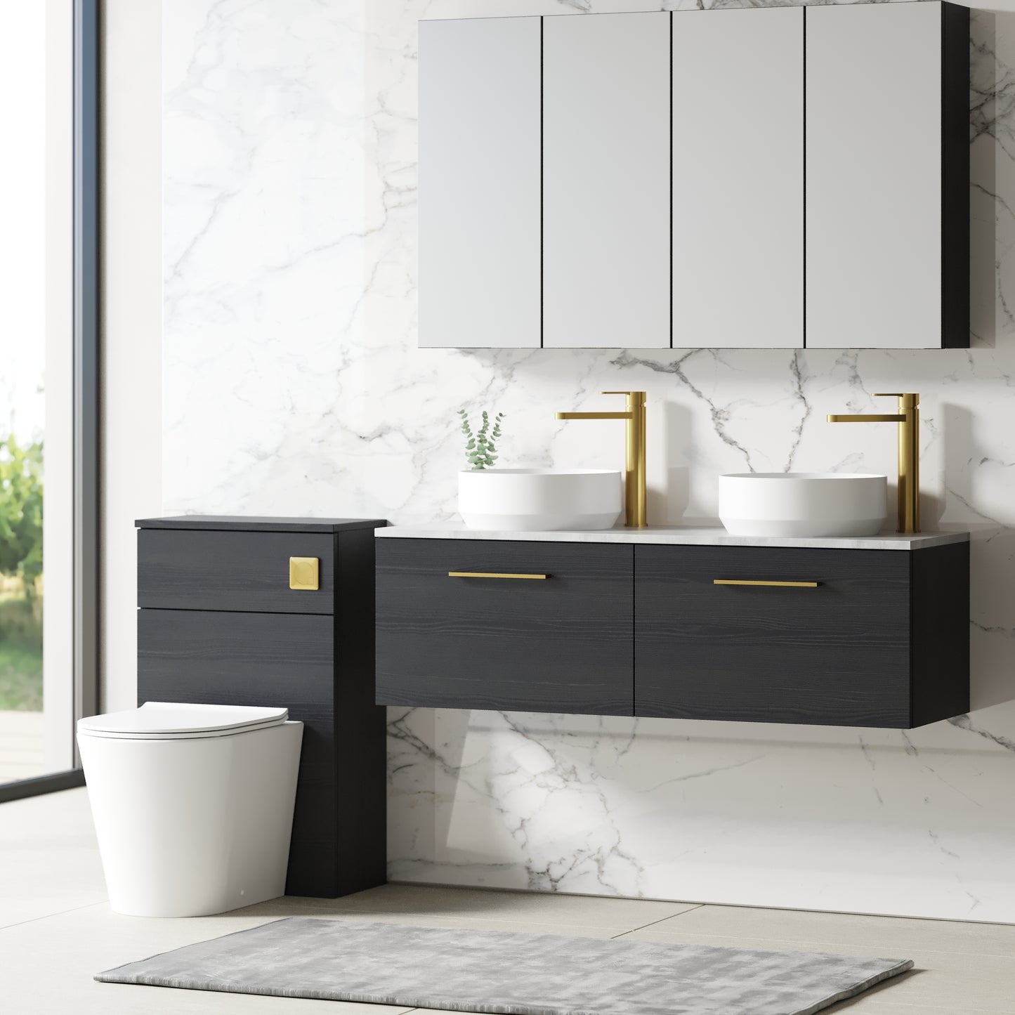 NUIE 1200mm Wall Hung 2-Drawer Vanity & Laminate Worktop