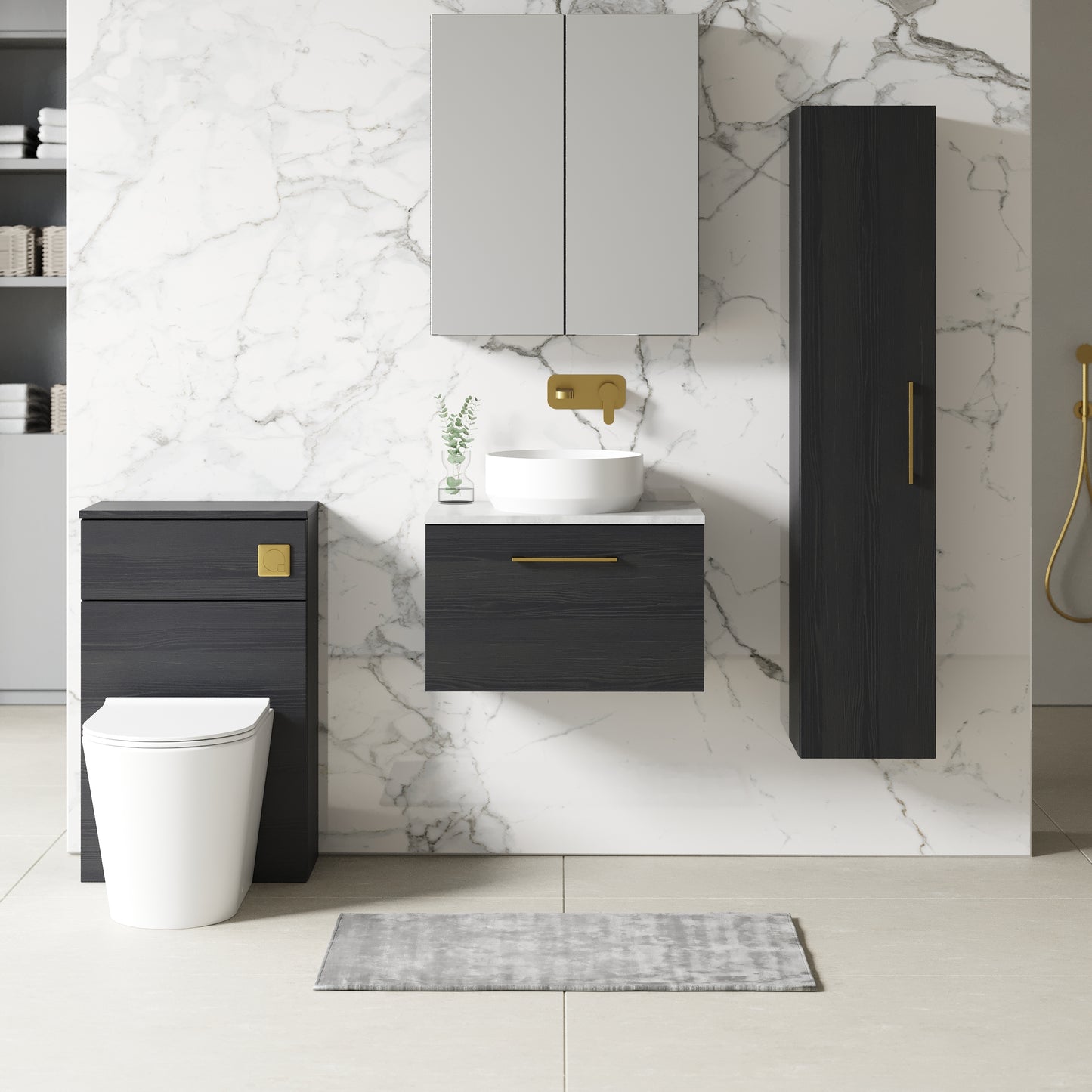NUIE 600mm Wall Hung 1 Drawer Vanity & Laminate Top
