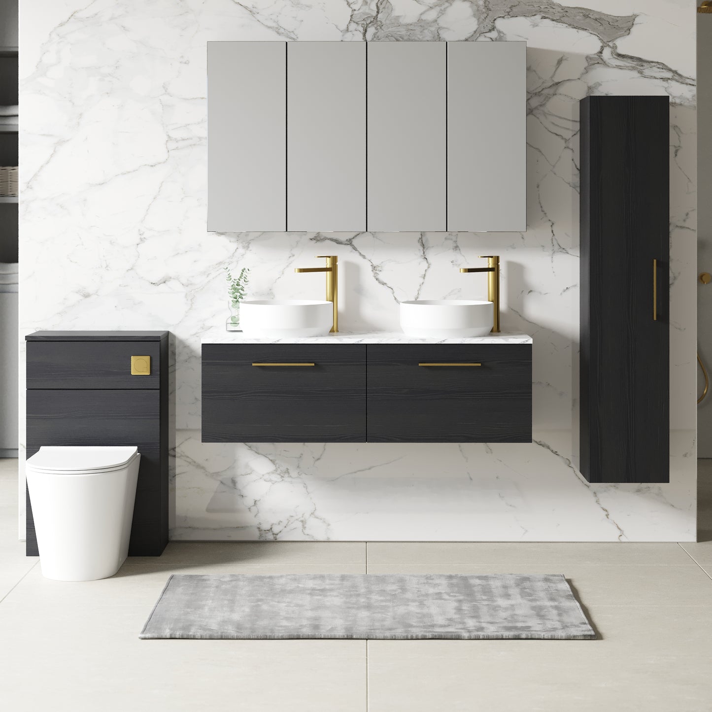 NUIE 1200mm Wall Hung 2-Drawer Vanity & Laminate Worktop