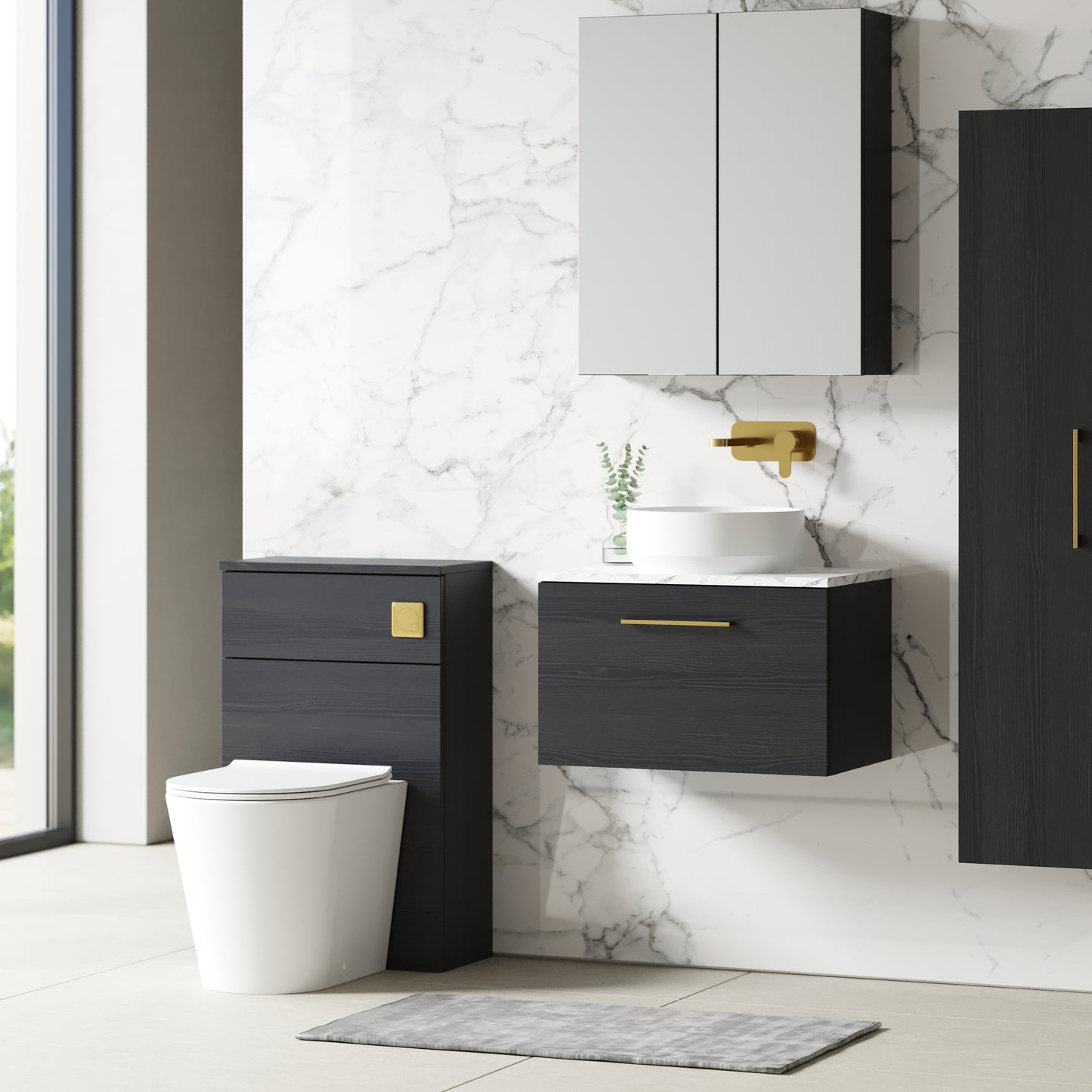 NUIE 600mm Wall Hung 1-Drawer Vanity & Laminate Worktop