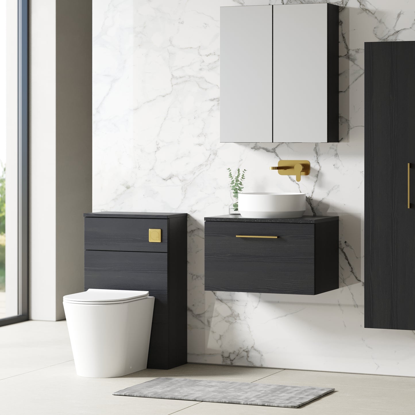NUIE 600mm Wall Hung 1 Drawer Vanity & Laminate Top