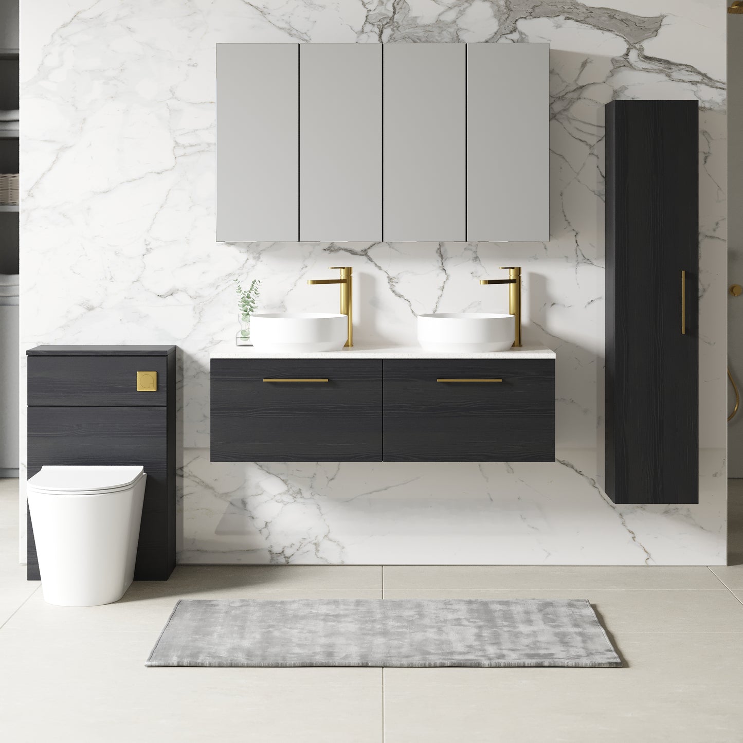 NUIE 1200mm Wall Hung 2-Drawer Vanity & Laminate Worktop