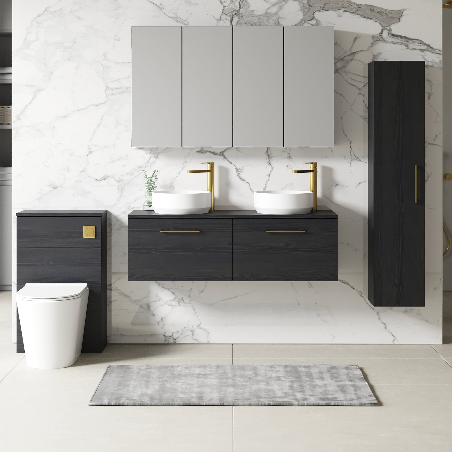 NUIE 1200mm Wall Hung 2 Drawer Vanity & Worktop