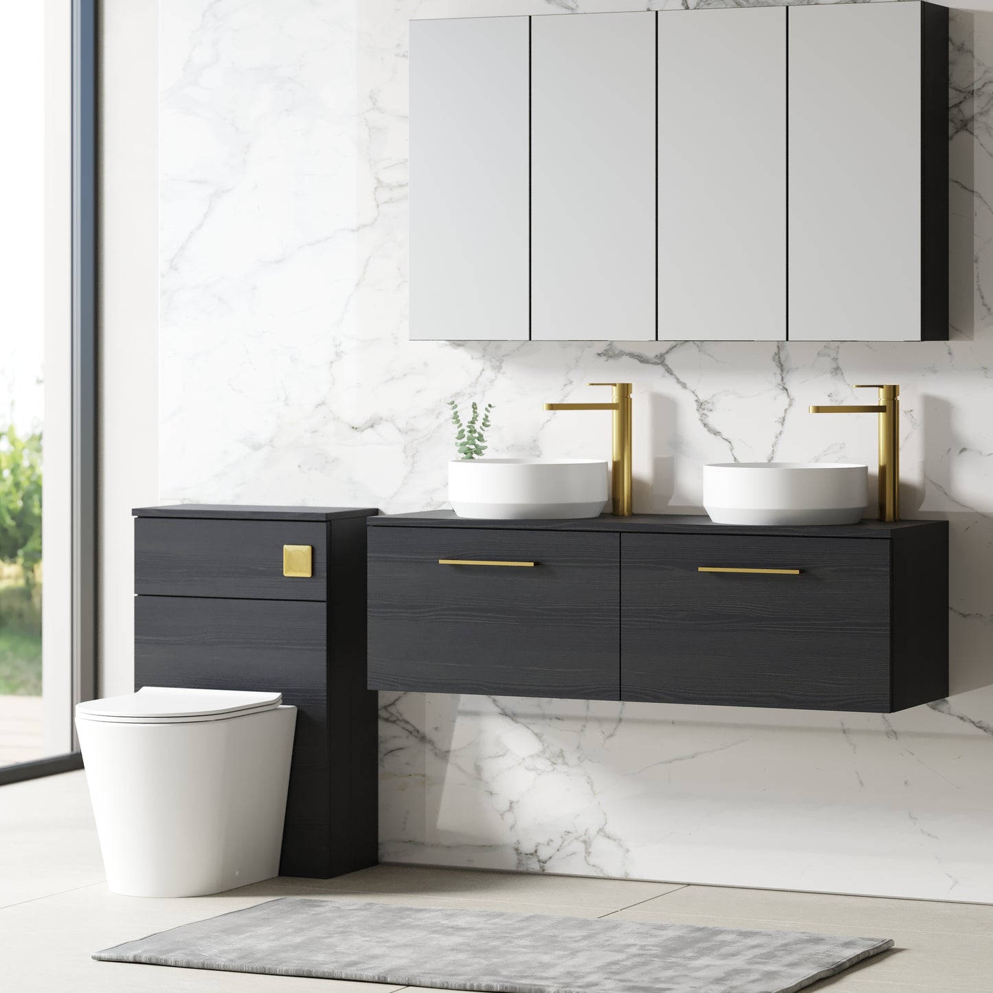 NUIE 1200mm Wall Hung 2 Drawer Vanity & Worktop