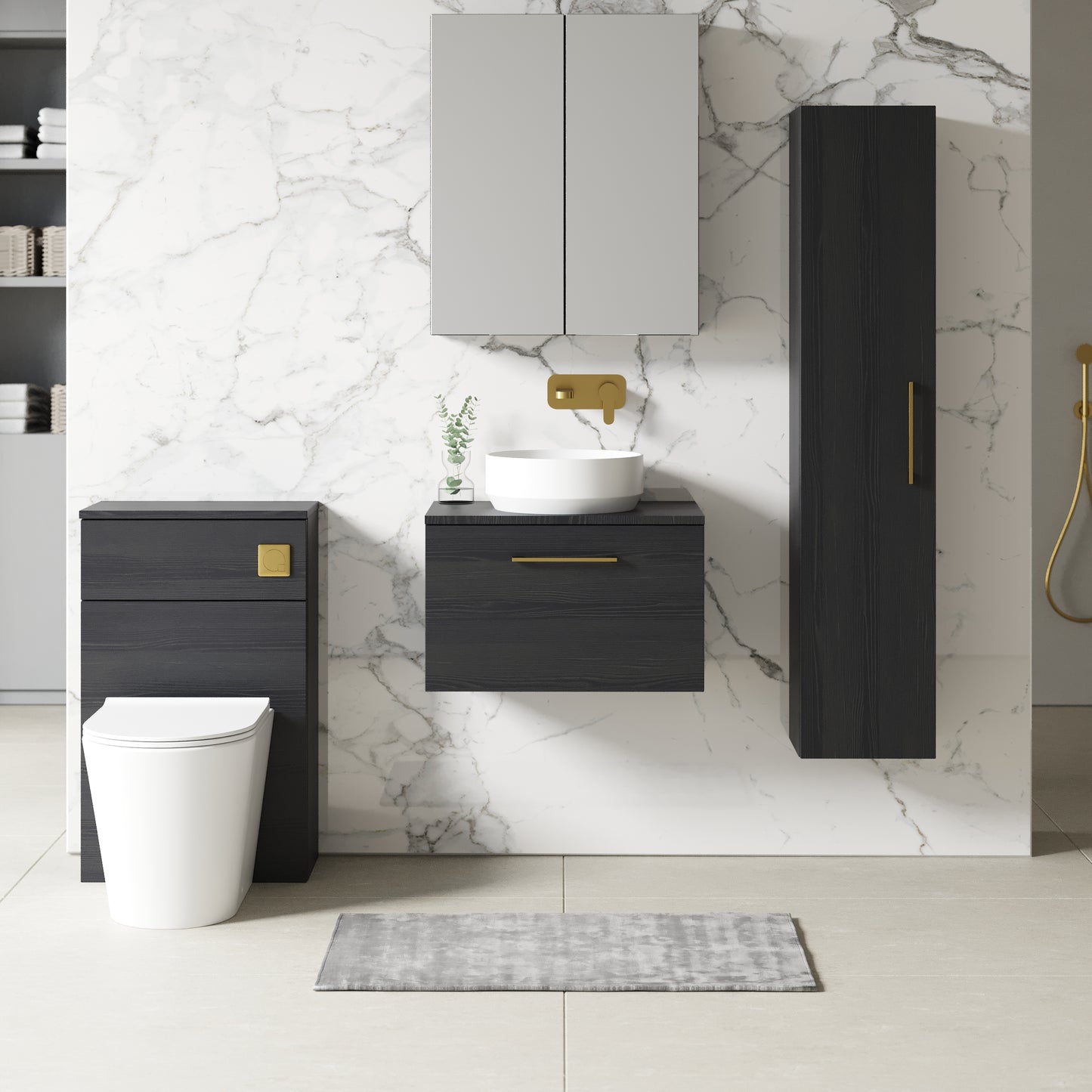 NUIE 600mm Wall Hung 1 Drawer Vanity & Worktop