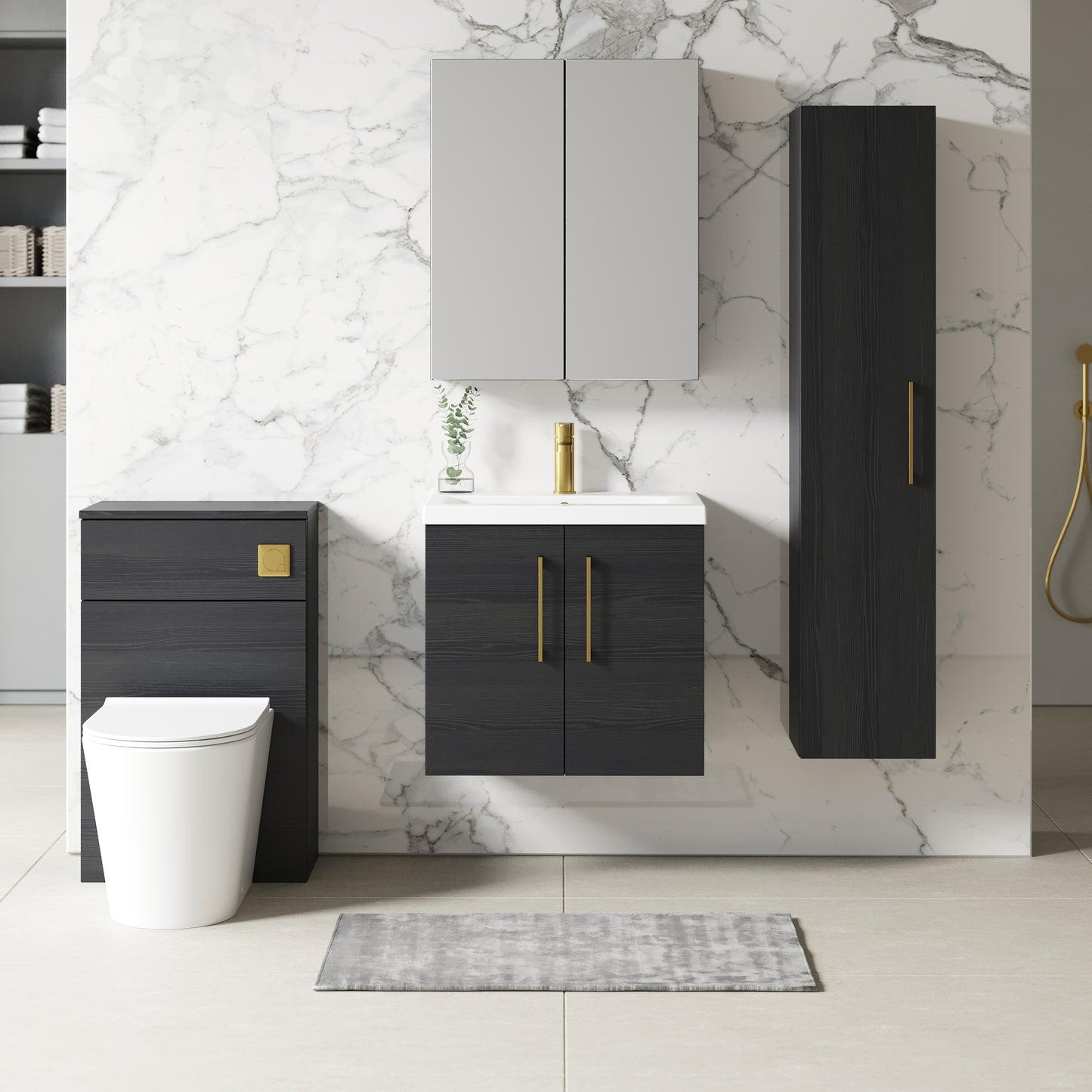 NUIE 600mm Wall Hung 2 Door Vanity & Basin 1