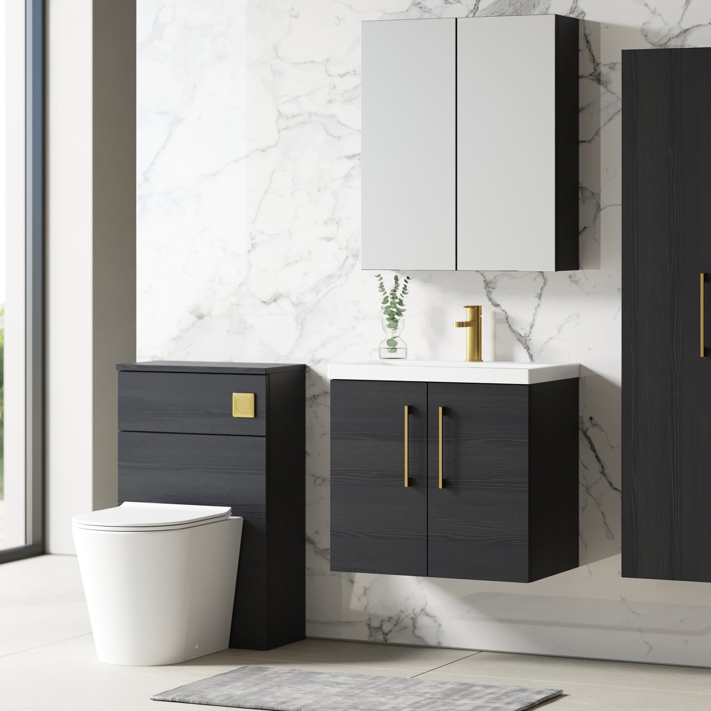 NUIE 600mm Wall Hung 2 Door Vanity & Basin 1