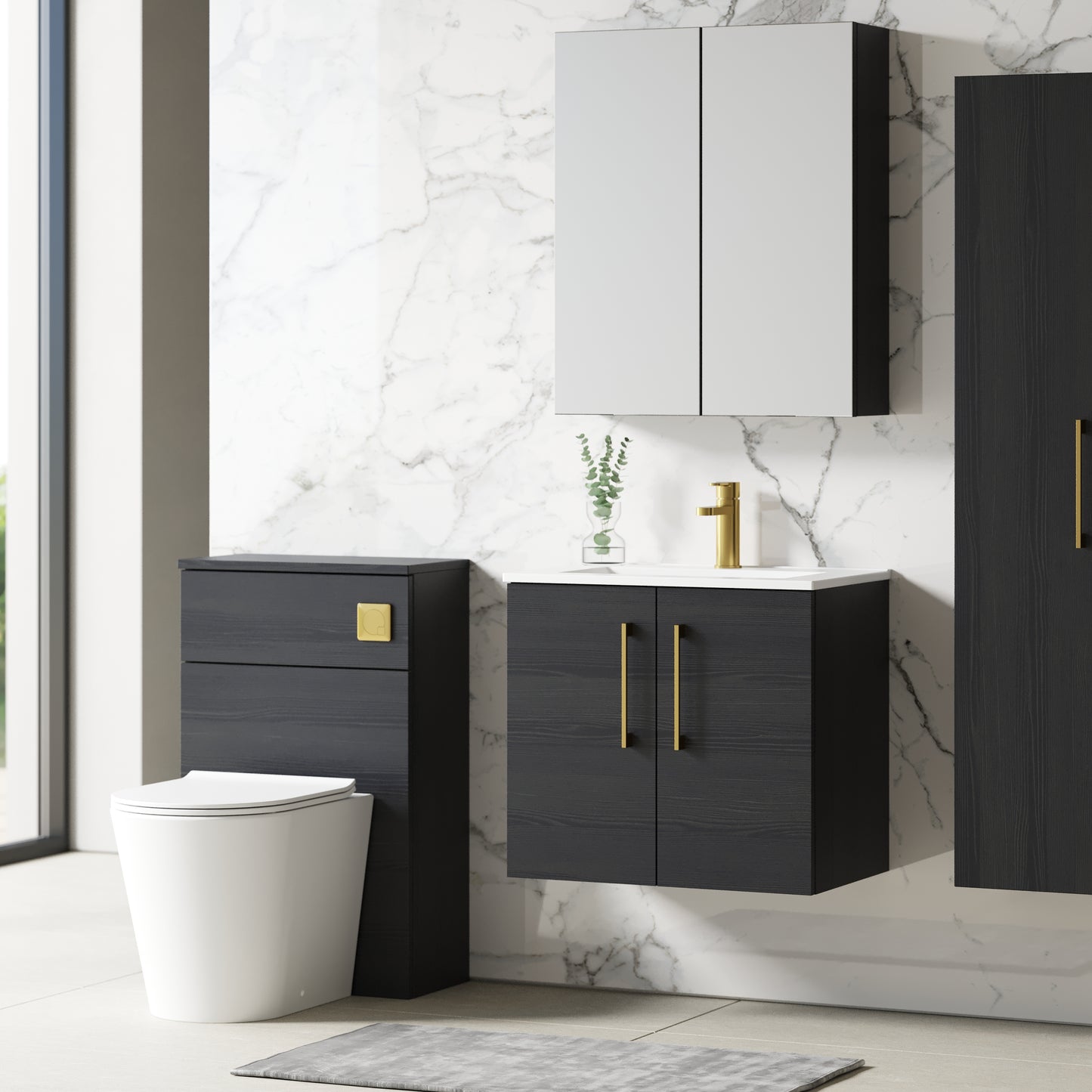 NUIE 600mm Wall Hung 2 Door Vanity & Basin 2