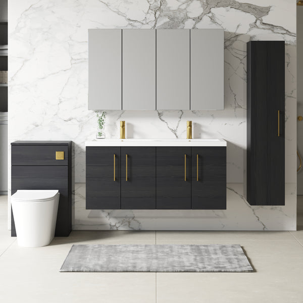 NUIE 1200mm Wall Hung 4 Door Vanity & Double Basin