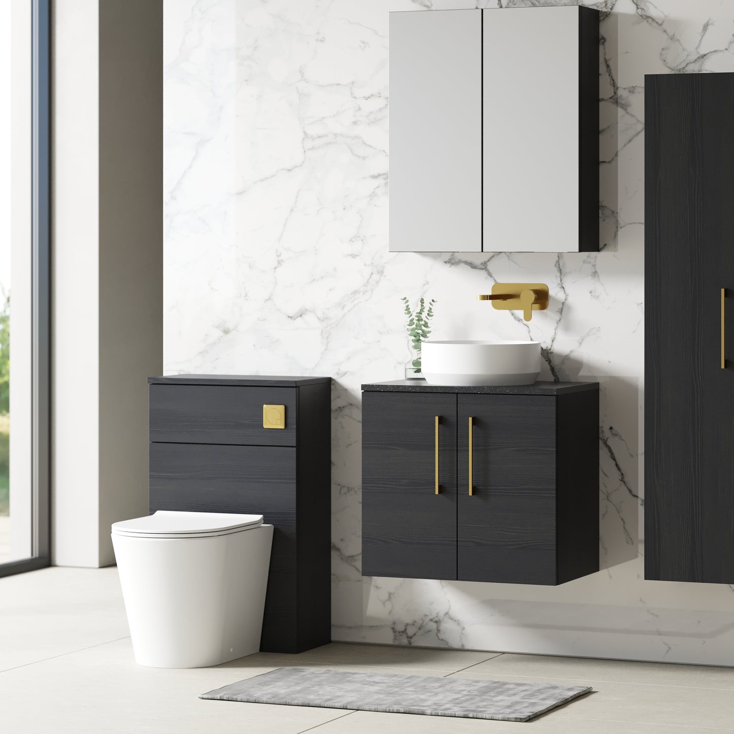 NUIE 600mm Wall Hung 2 Door Vanity & Laminate Top
