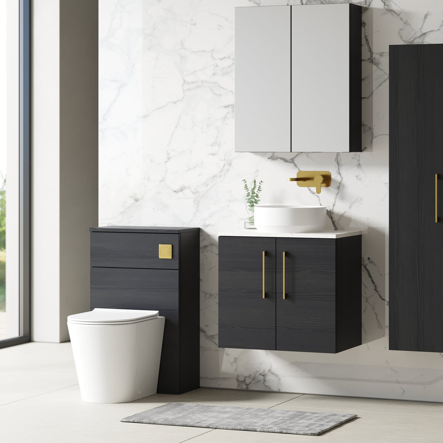 NUIE 600mm Wall Hung 2 Door Vanity & Laminate Top