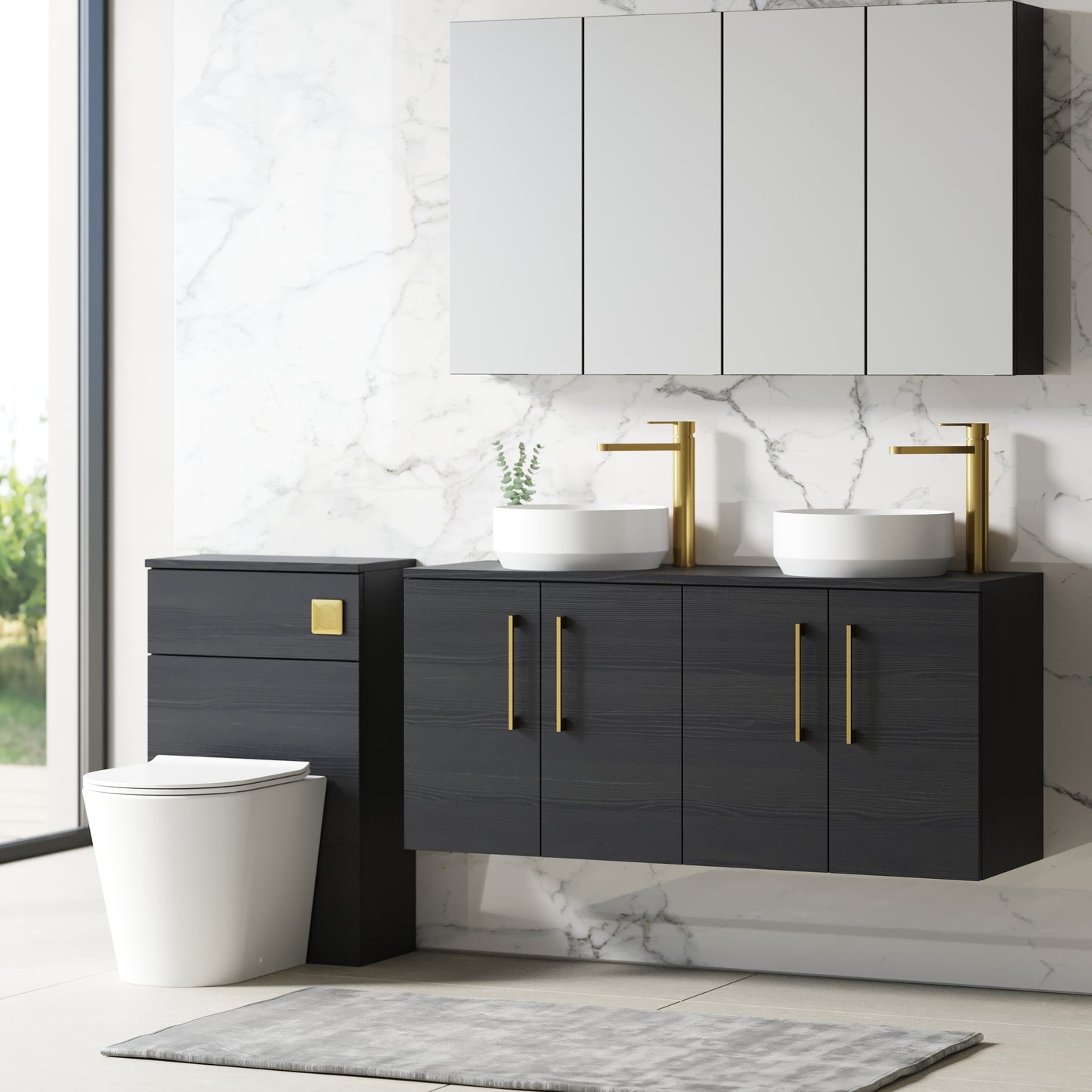 NUIE 1200mm Wall Hung 4 Door Vanity & Worktop