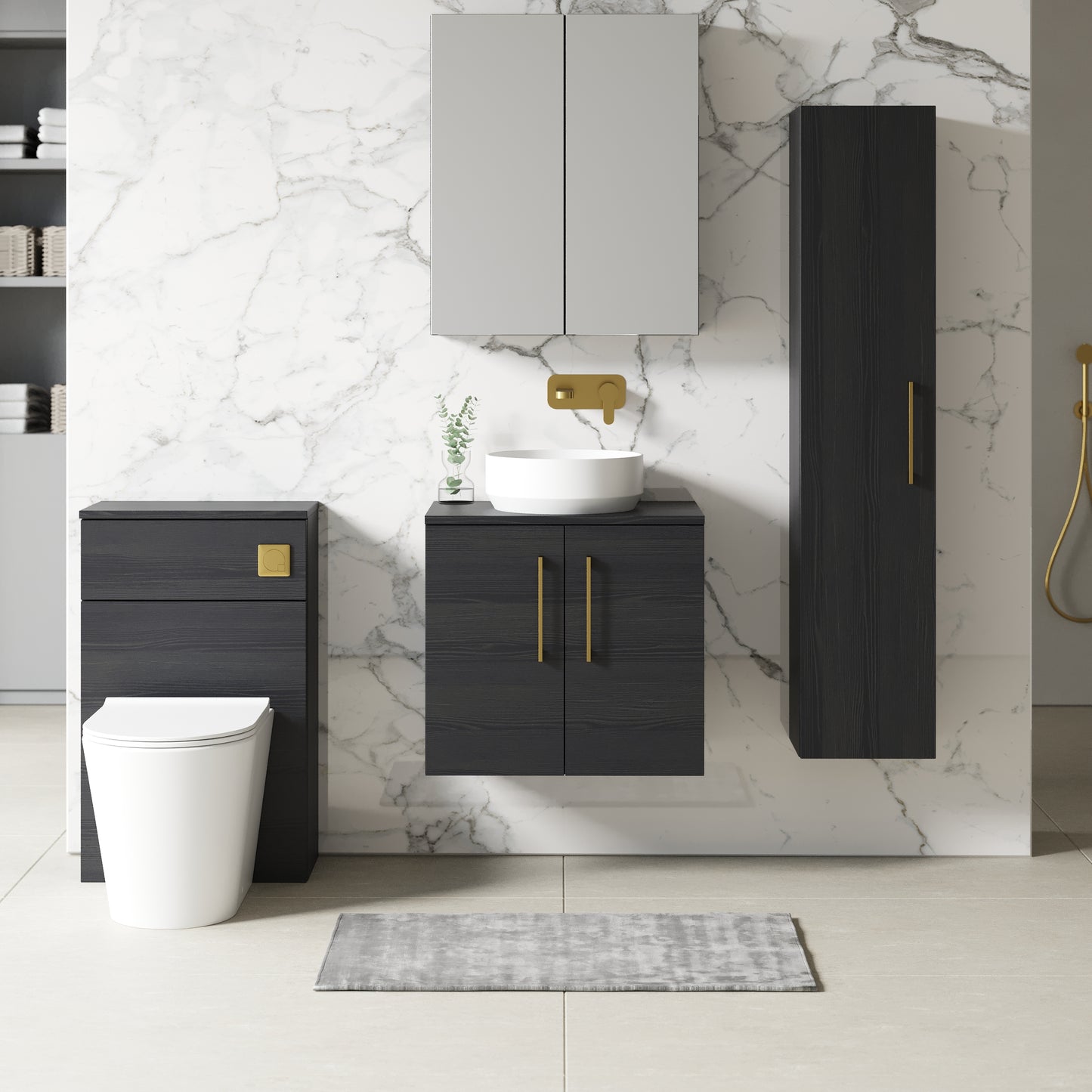 NUIE 600mm Wall Hung 2 Door Vanity & Worktop