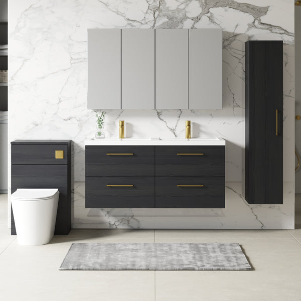 NUIE 1200mm Wall Hung 4 Drawer Vanity & Double Basin