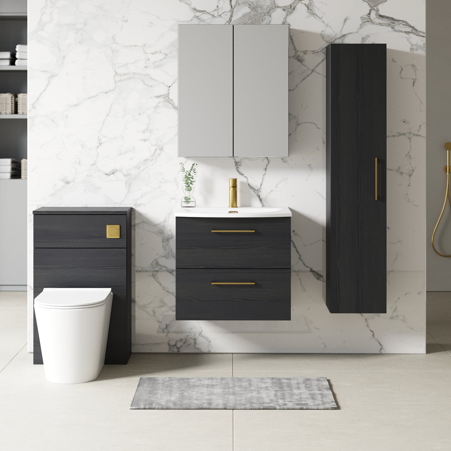 NUIE 600mm Wall Hung 2 Drawer Vanity & Basin 4