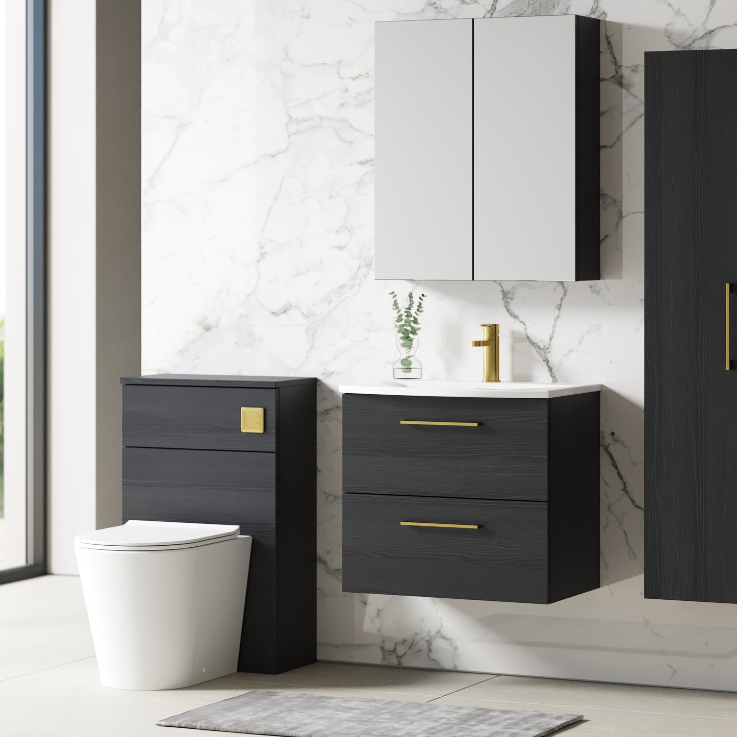 NUIE 600mm Wall Hung 2 Drawer Vanity & Basin 4
