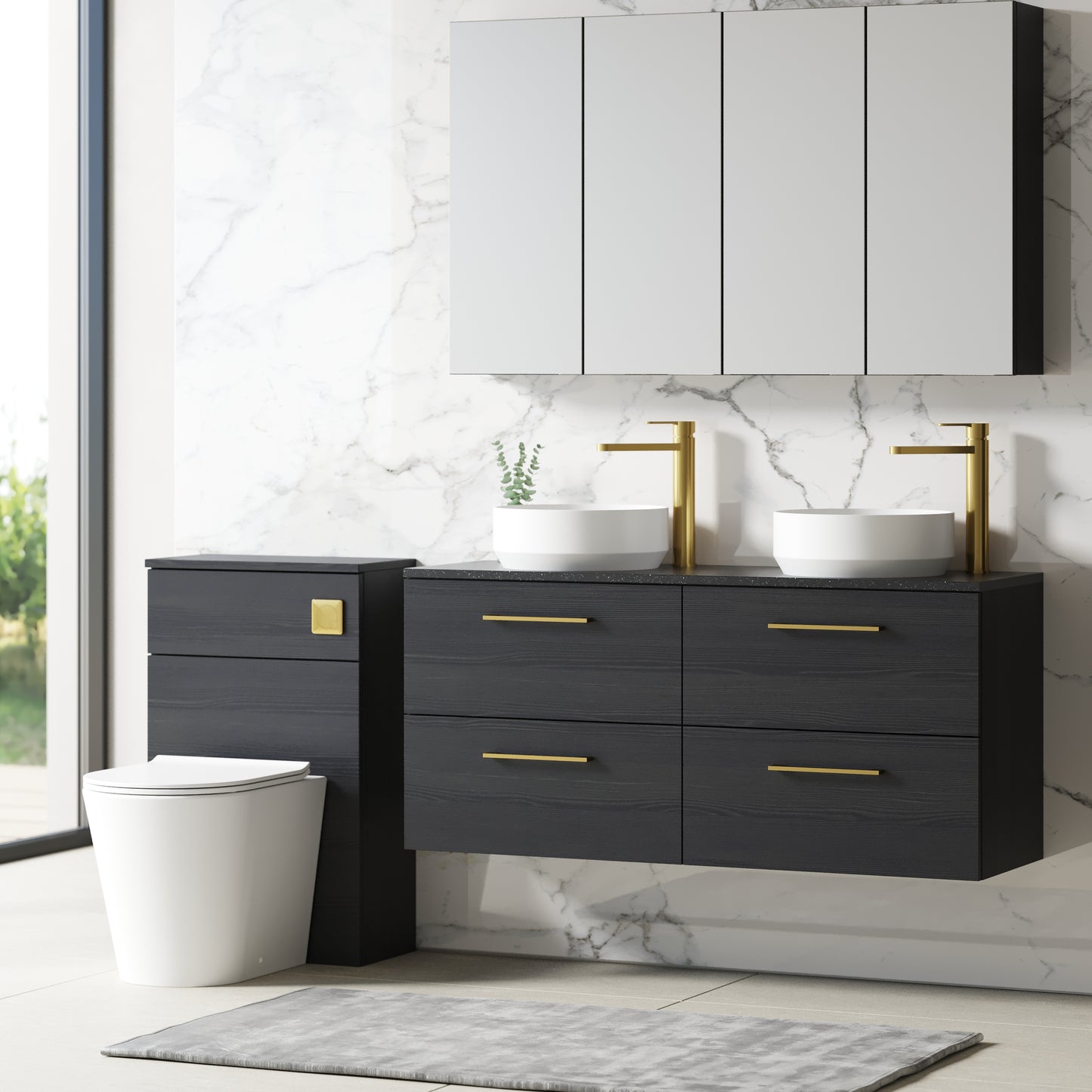 NUIE 1200mm Wall Hung 4-Drawer Vanity & Laminate Worktop