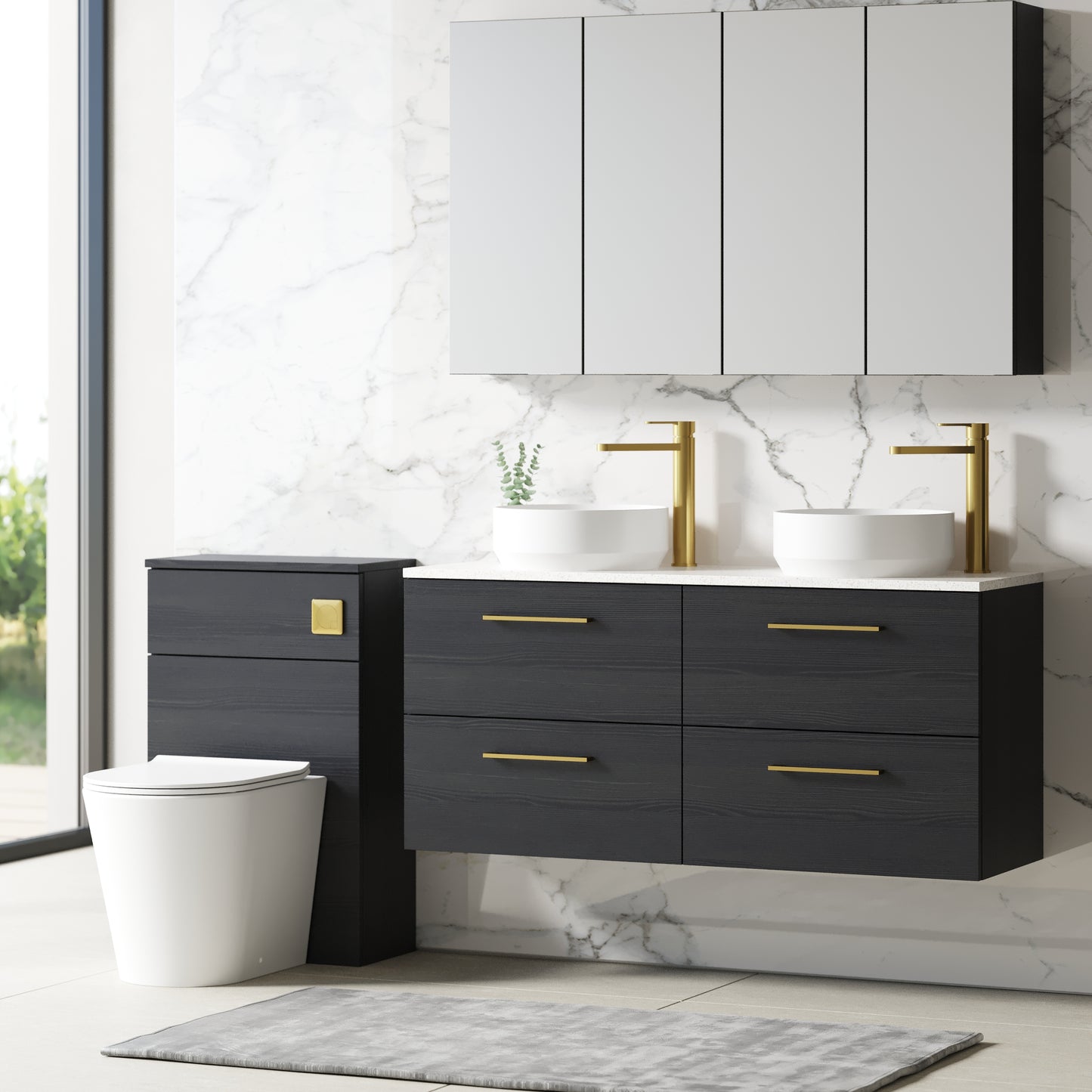 NUIE 1200mm Wall Hung 4-Drawer Vanity & Laminate Worktop